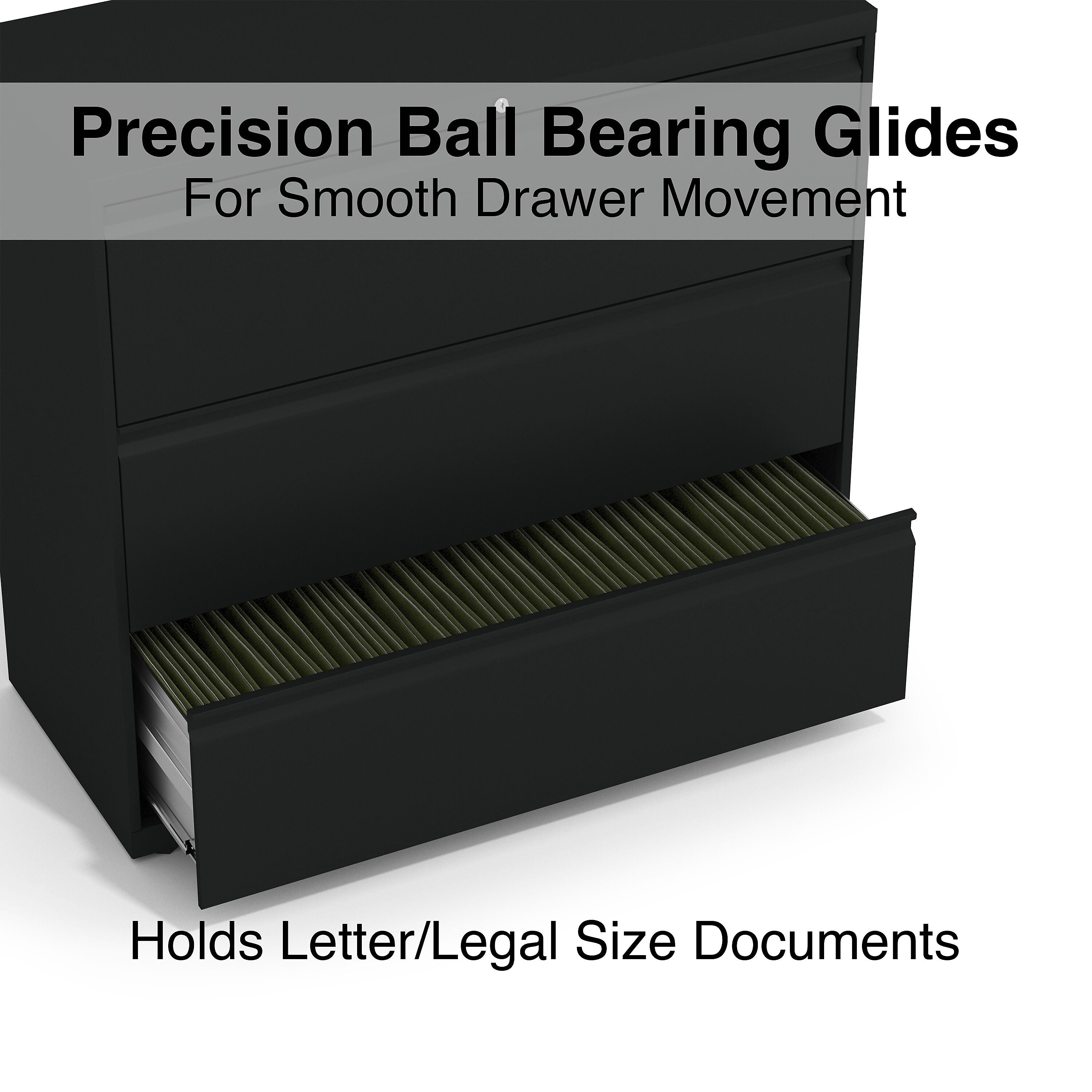 Staples HL8000 Commercial 3-Drawer Lateral File Cabinet, Locking, Letter/Legal, Black, 42