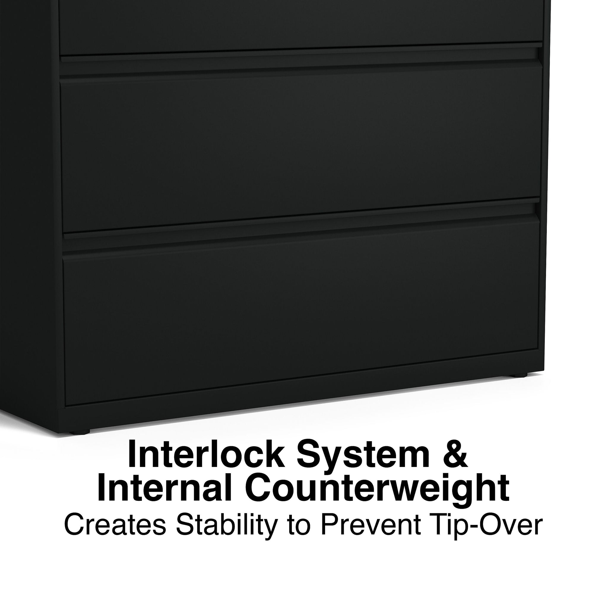 Staples HL8000 Commercial 3-Drawer Lateral File Cabinet, Locking, Letter/Legal, Black, 42