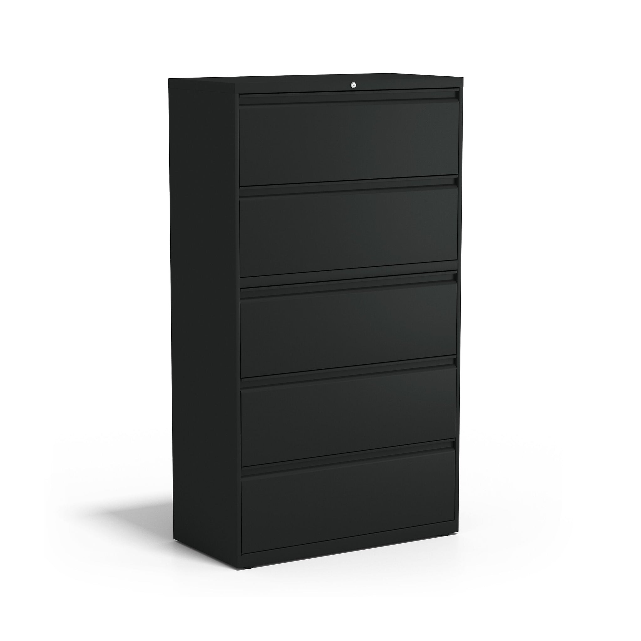 Staples HL8000 Commercial 5-Drawer Lateral File Cabinet, Locking, Letter/Legal, Black, 36