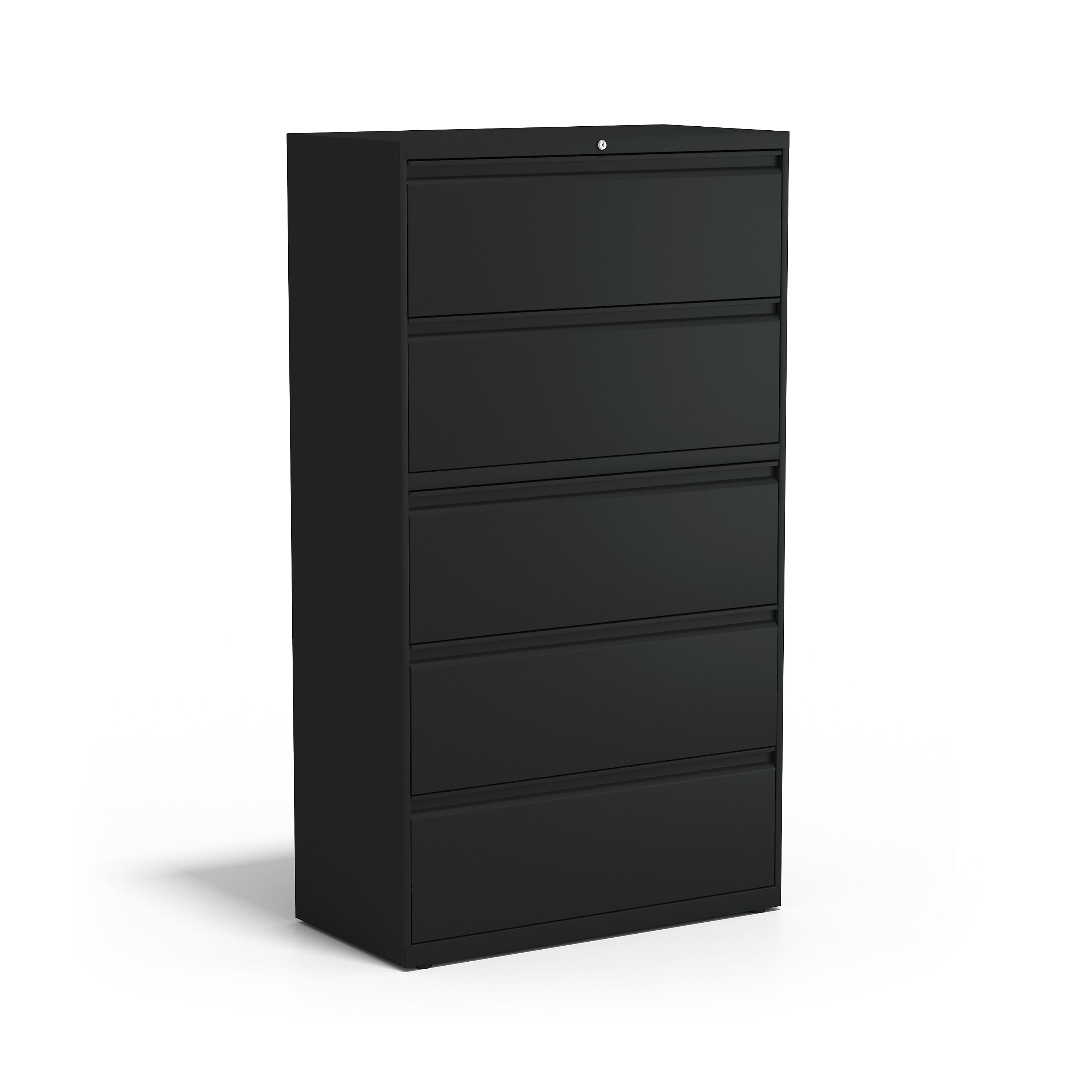 Staples HL8000 Commercial 5-Drawer Lateral File Cabinet, Locking, Letter/Legal, Black, 36"W