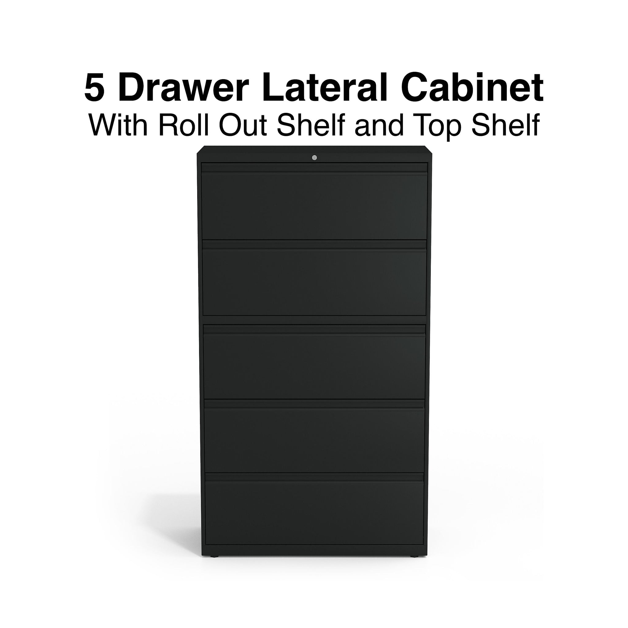 Staples HL8000 Commercial 5-Drawer Lateral File Cabinet, Locking, Letter/Legal, Black, 36