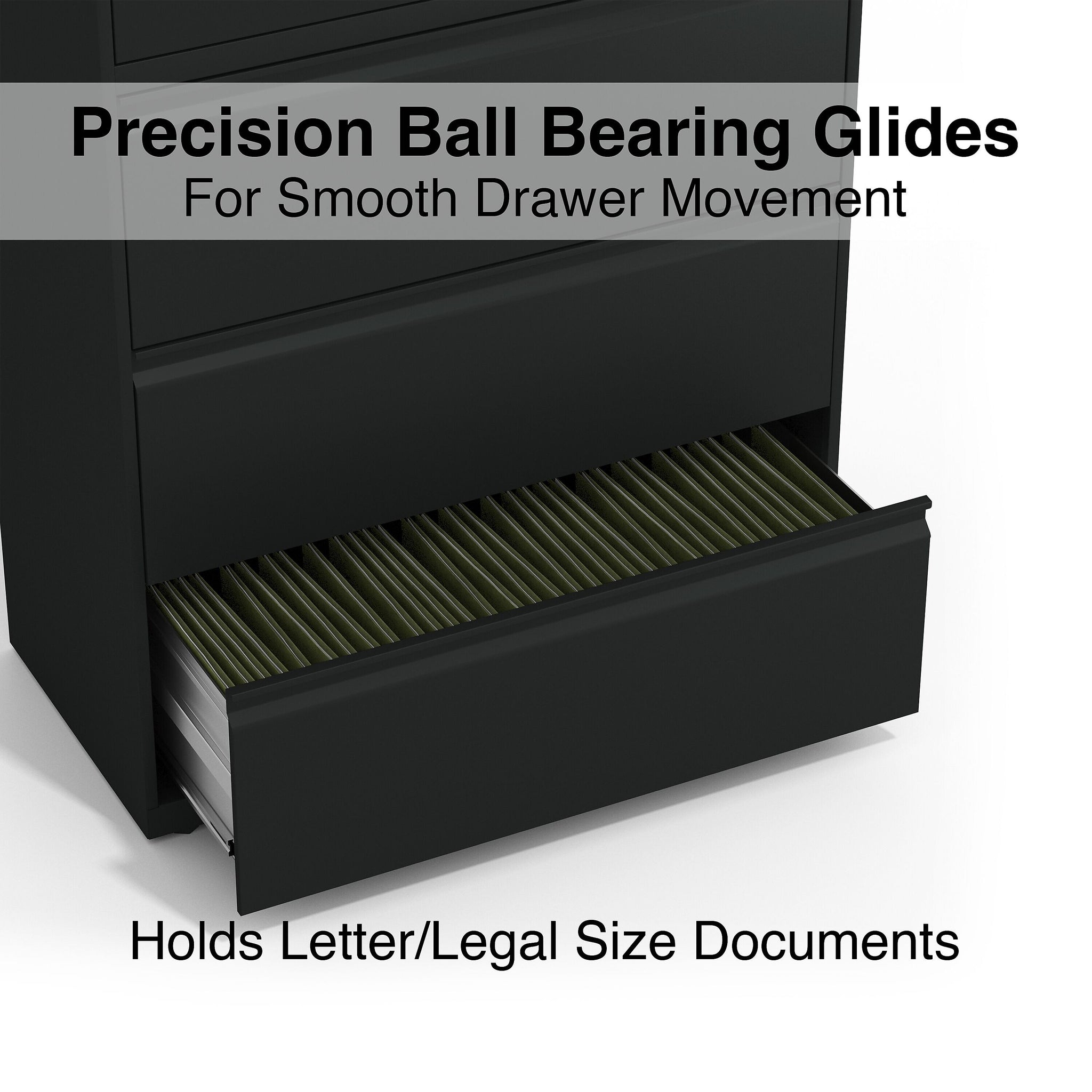 Staples HL8000 Commercial 5-Drawer Lateral File Cabinet, Locking, Letter/Legal, Black, 36