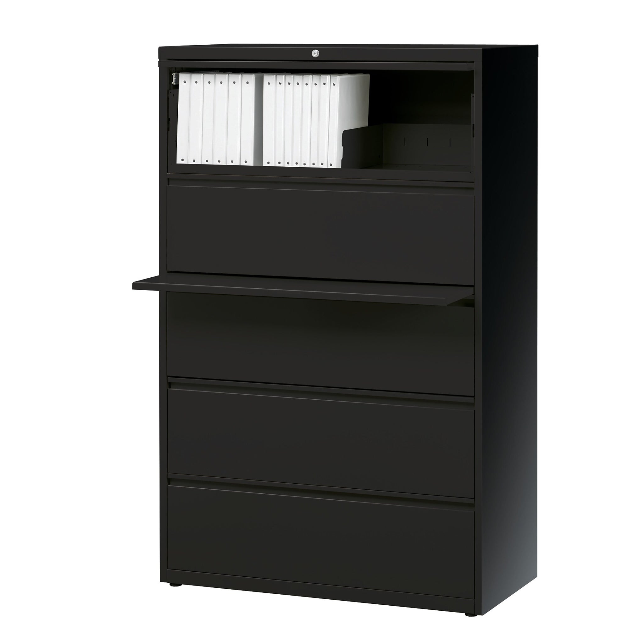 Staples HL8000 Commercial 5-Drawer Lateral File Cabinet, Locking, Letter/Legal, Black, 36