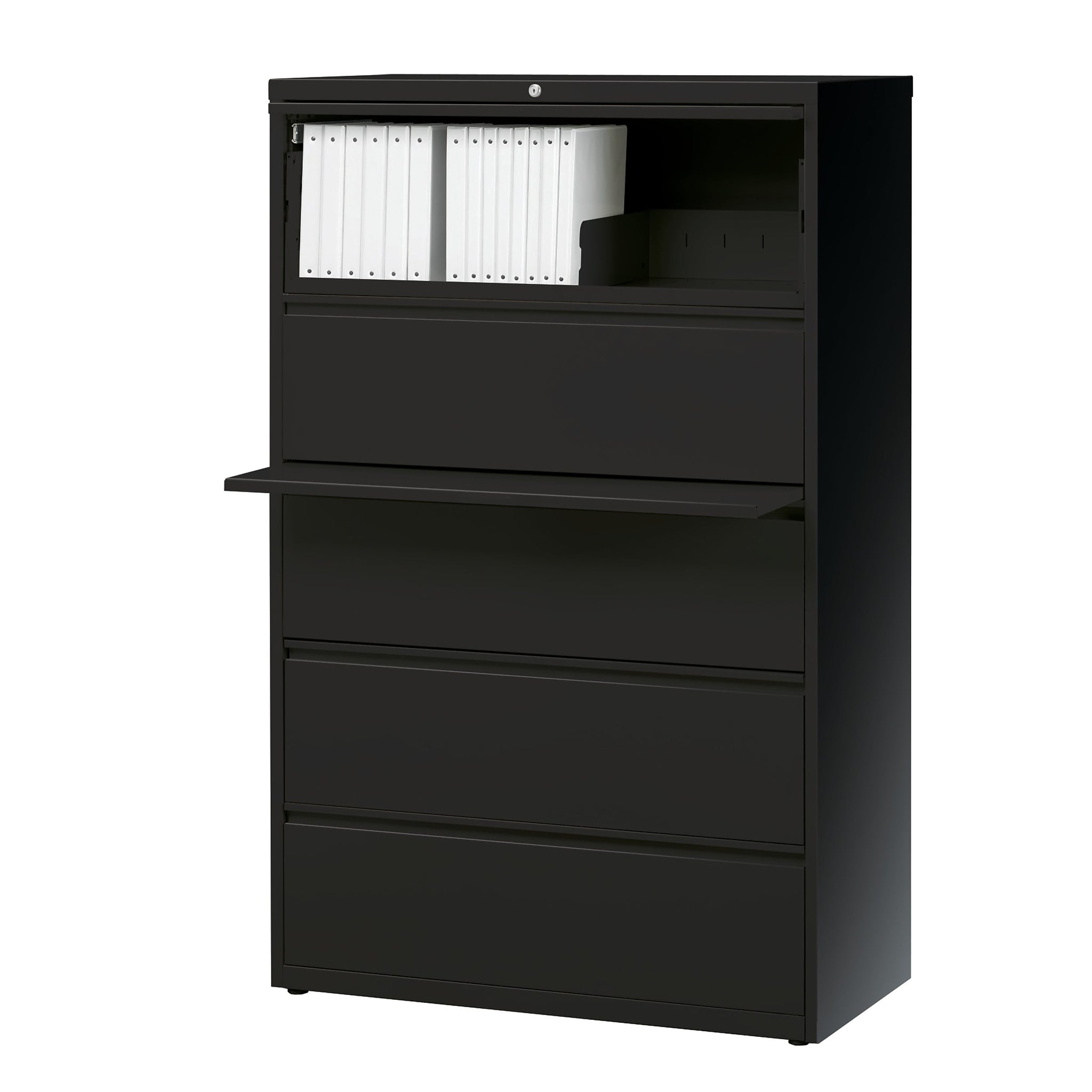 Staples HL8000 Commercial 5-Drawer Lateral File Cabinet, Locking, Letter/Legal, Black, 36