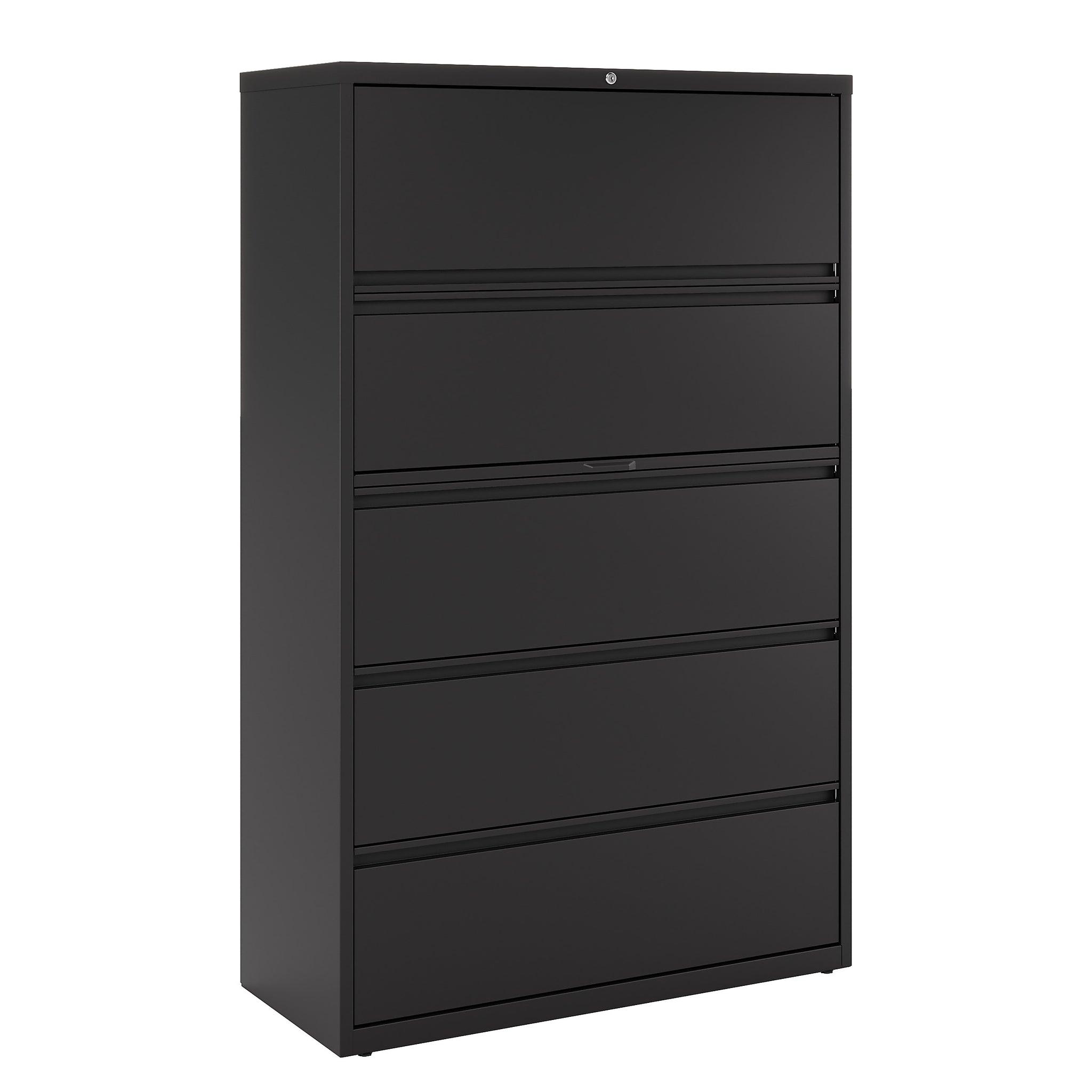 Staples HL8000 Commercial 5 File Drawers Lateral File Cabinet, Locking, Black, Letter/Legal, 42