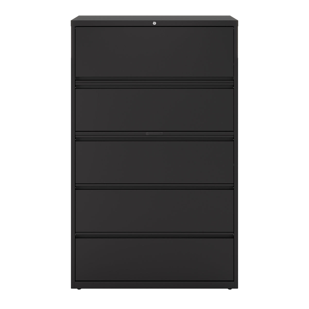 Staples HL8000 Commercial 5 File Drawers Lateral File Cabinet, Locking, Black, Letter/Legal, 42"W