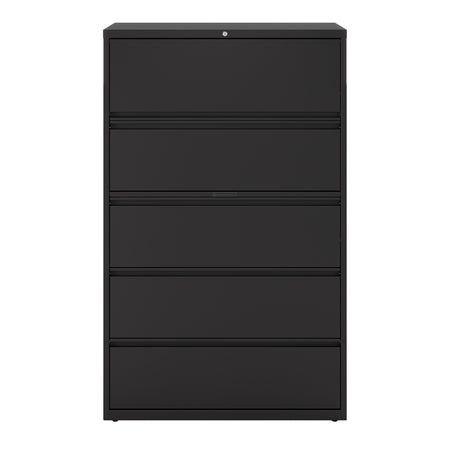 Staples HL8000 Commercial 5 File Drawers Lateral File Cabinet, Locking, Black, Letter/Legal, 42"W