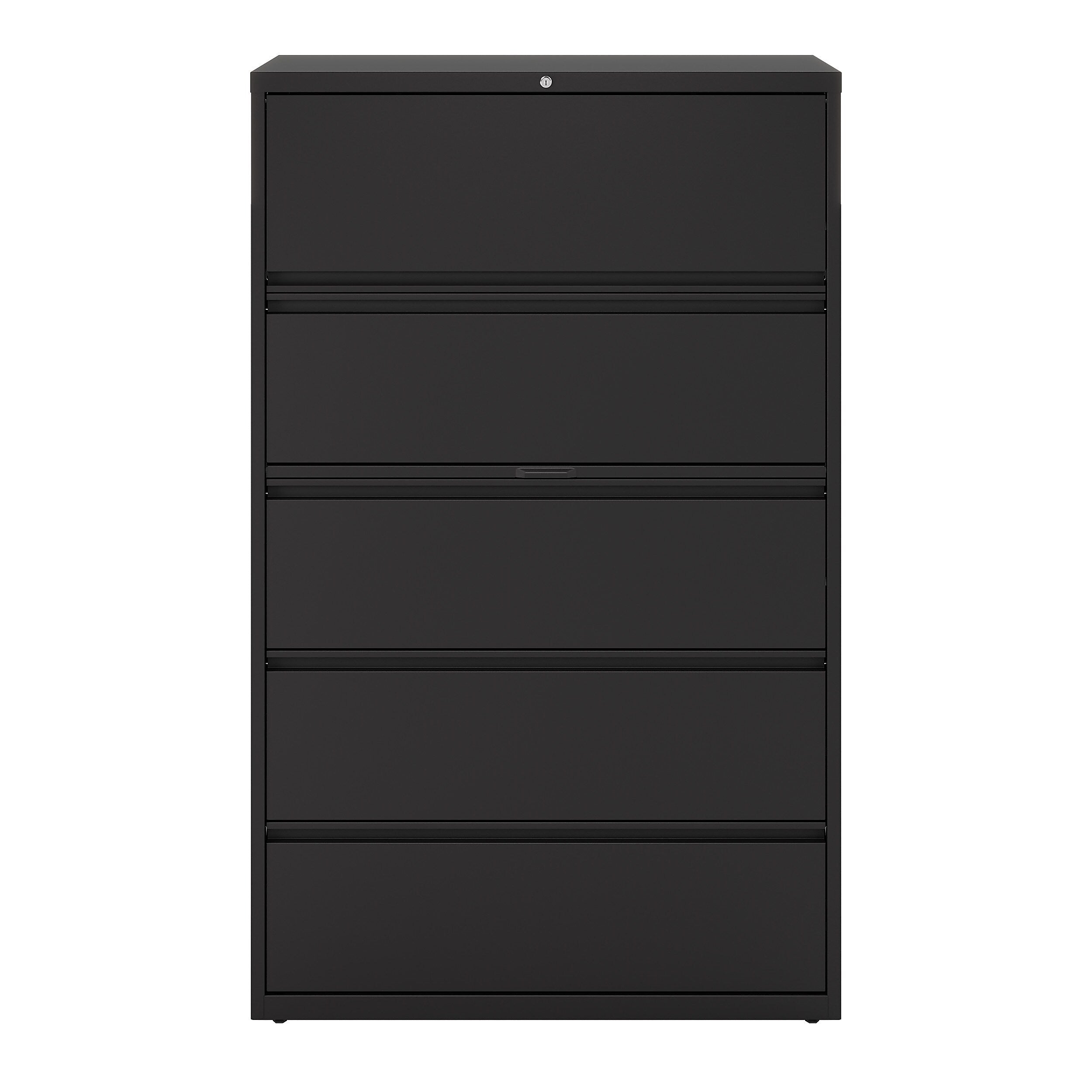Staples HL8000 Commercial 5 File Drawers Lateral File Cabinet, Locking, Black, Letter/Legal, 42