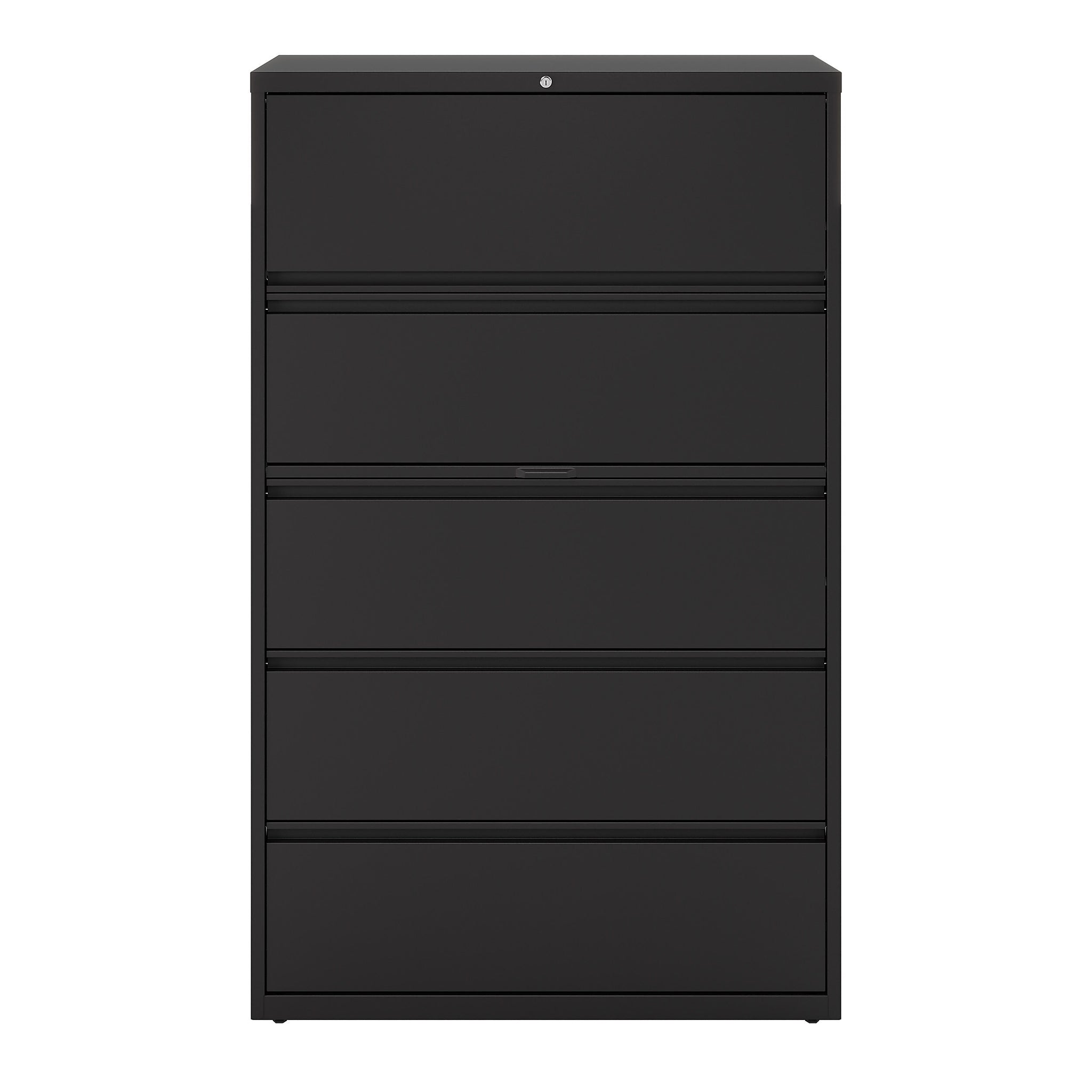 Staples HL8000 Commercial 5 File Drawers Lateral File Cabinet, Locking, Black, Letter/Legal, 42