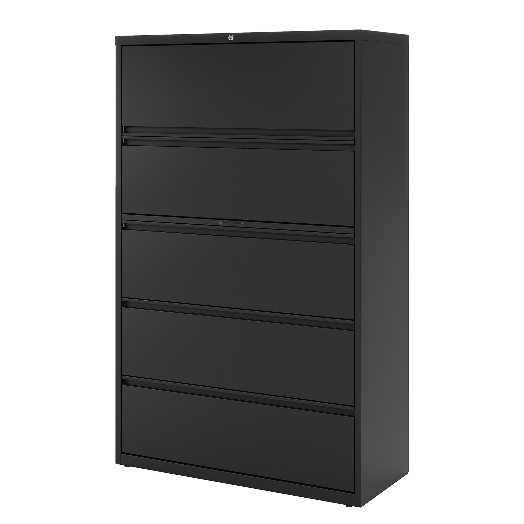 Staples HL8000 Commercial 5 File Drawers Lateral File Cabinet, Locking, Black, Letter/Legal, 42