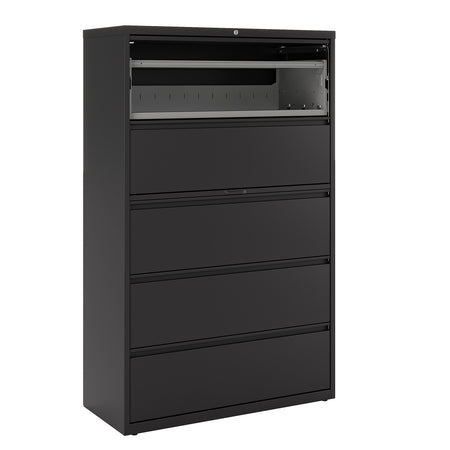 Staples HL8000 Commercial 5 File Drawers Lateral File Cabinet, Locking, Black, Letter/Legal, 42"W