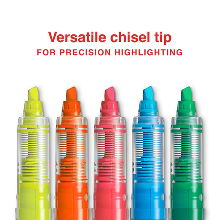 Staples® Hype! Stick Highlighters, Chisel Tip, Assorted, 5/Pack