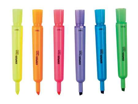 Staples Hype Tank Highlighters, Chisel Tip, Assorted, Dozen