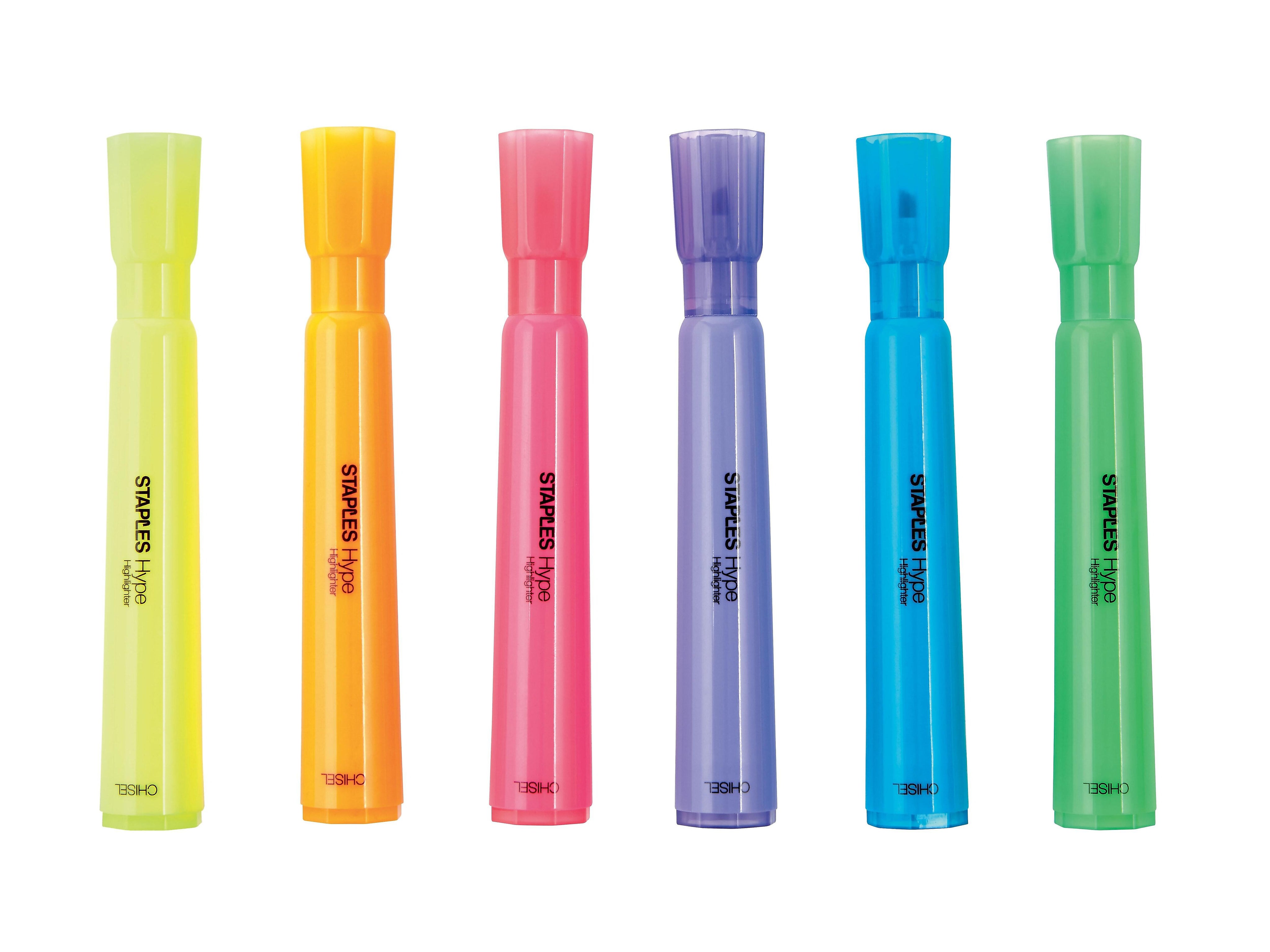 Staples Hype Tank Highlighters, Chisel Tip, Assorted, Dozen