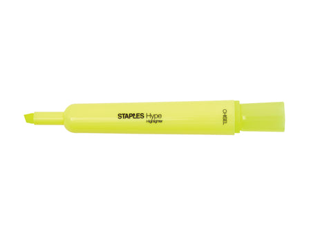 Staples Hype Tank Highlighters, Chisel Tip, Yellow, Dozen