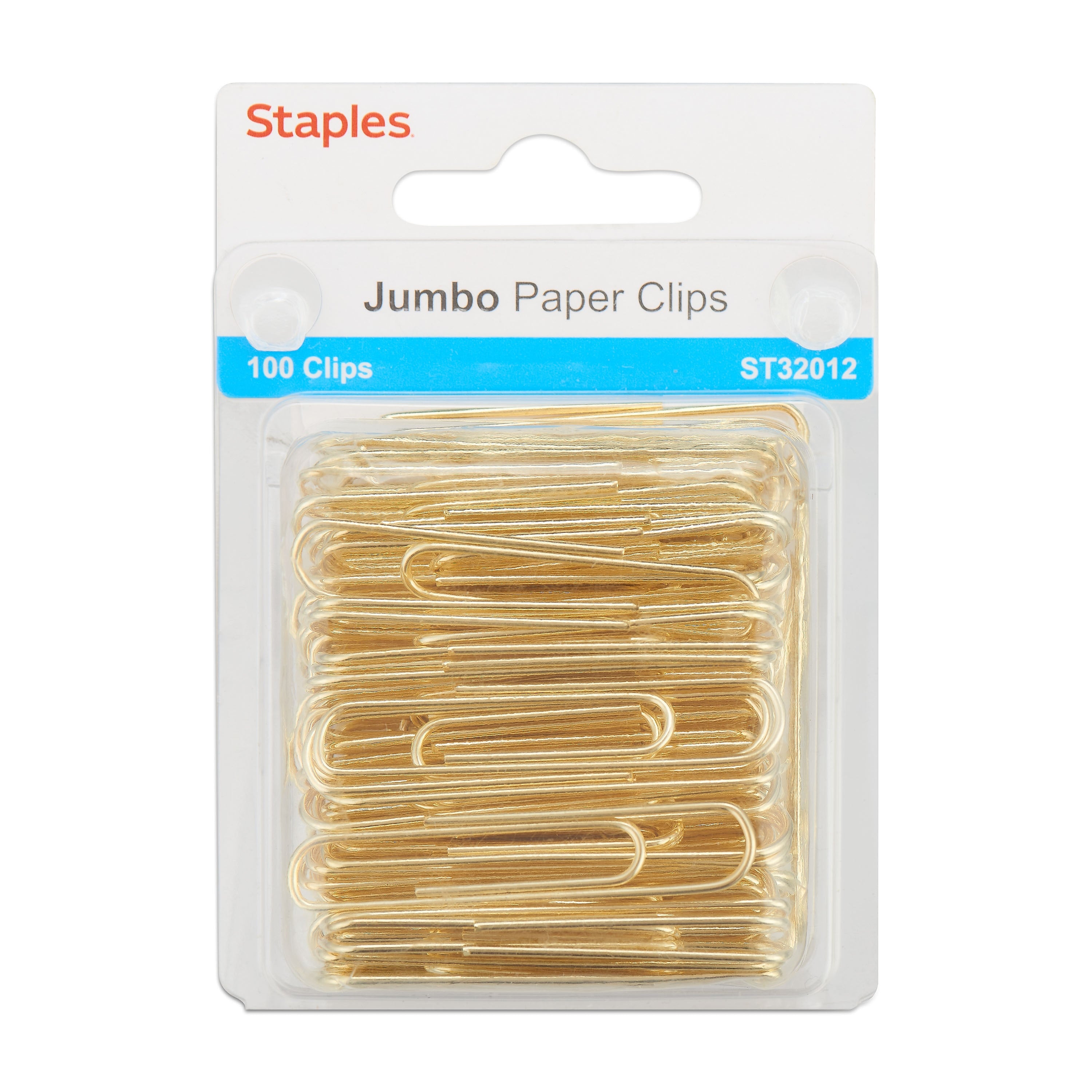 Staples Jumbo Paper Clips, Gold, 100/Pack