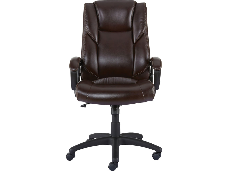 Staples Kelburne Luxura Ergonomic Faux Leather Swivel Executive Chair, Brown