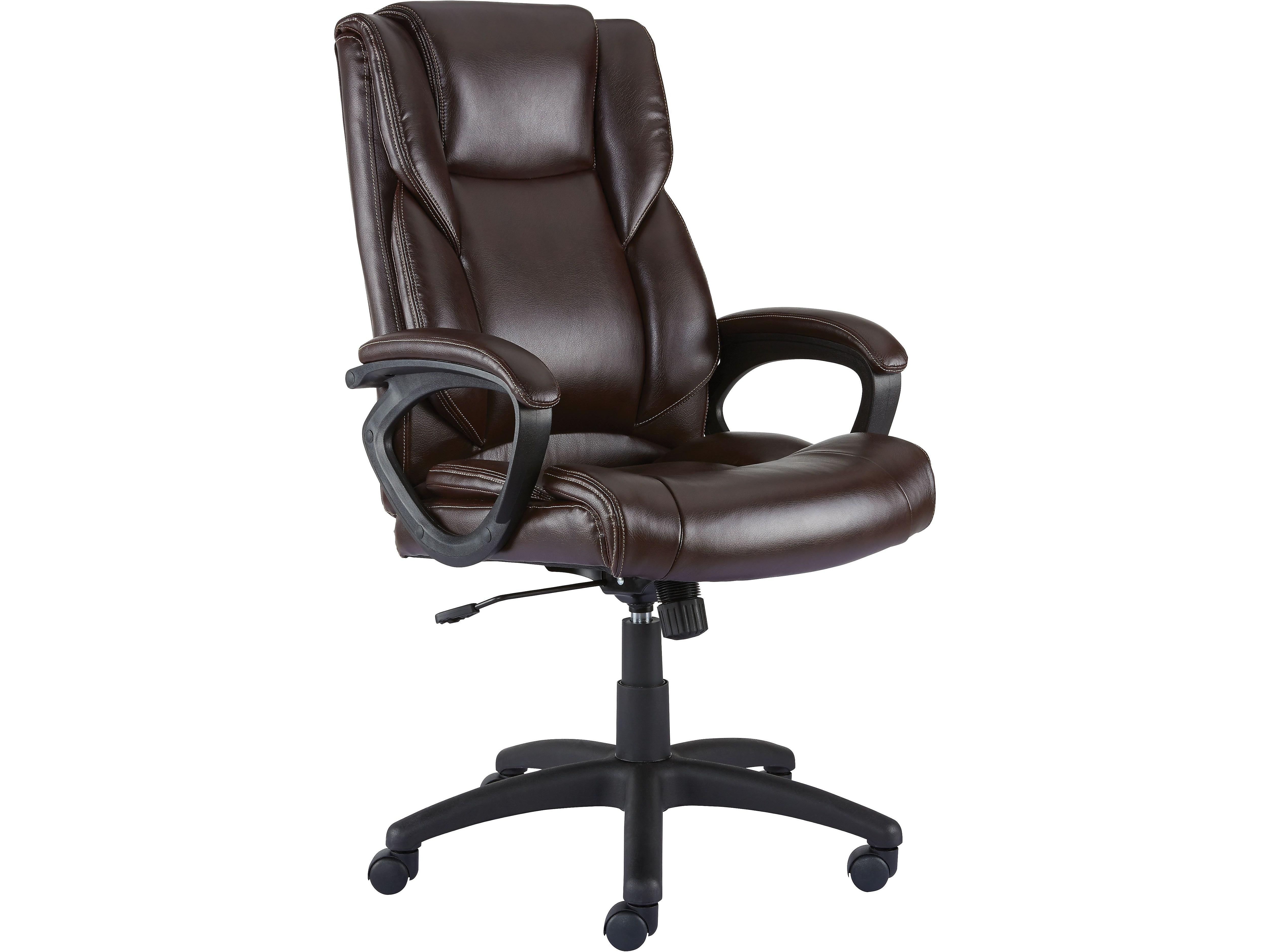 Staples Kelburne Luxura Ergonomic Faux Leather Swivel Executive Chair, Brown