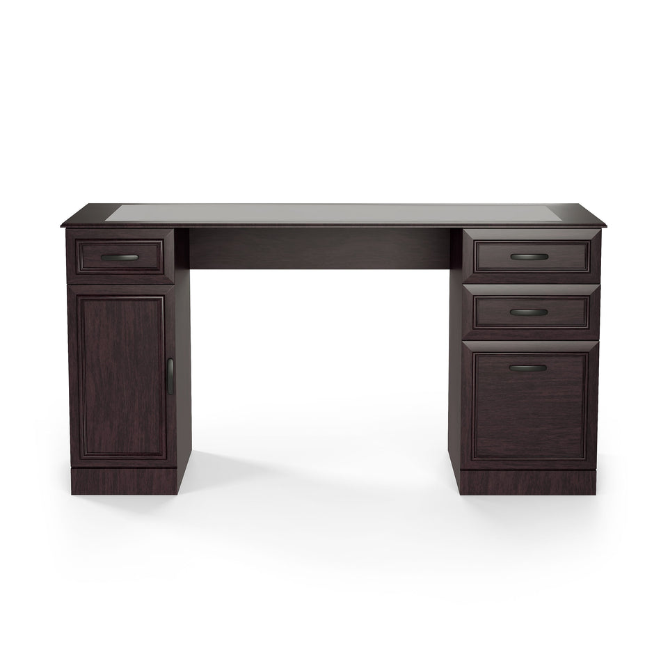 Staples Kendall Park 58.5"W Double Pedestal Desk, Cherry