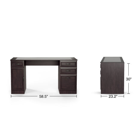 Staples Kendall Park 58.5"W Double Pedestal Desk, Cherry