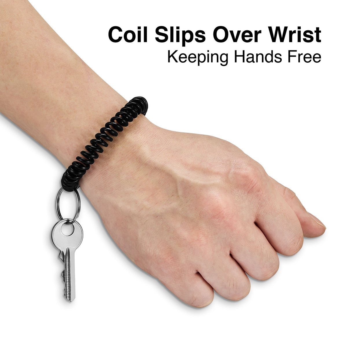 Staples Key Ring Wrist Coil, Black, 5/Pack