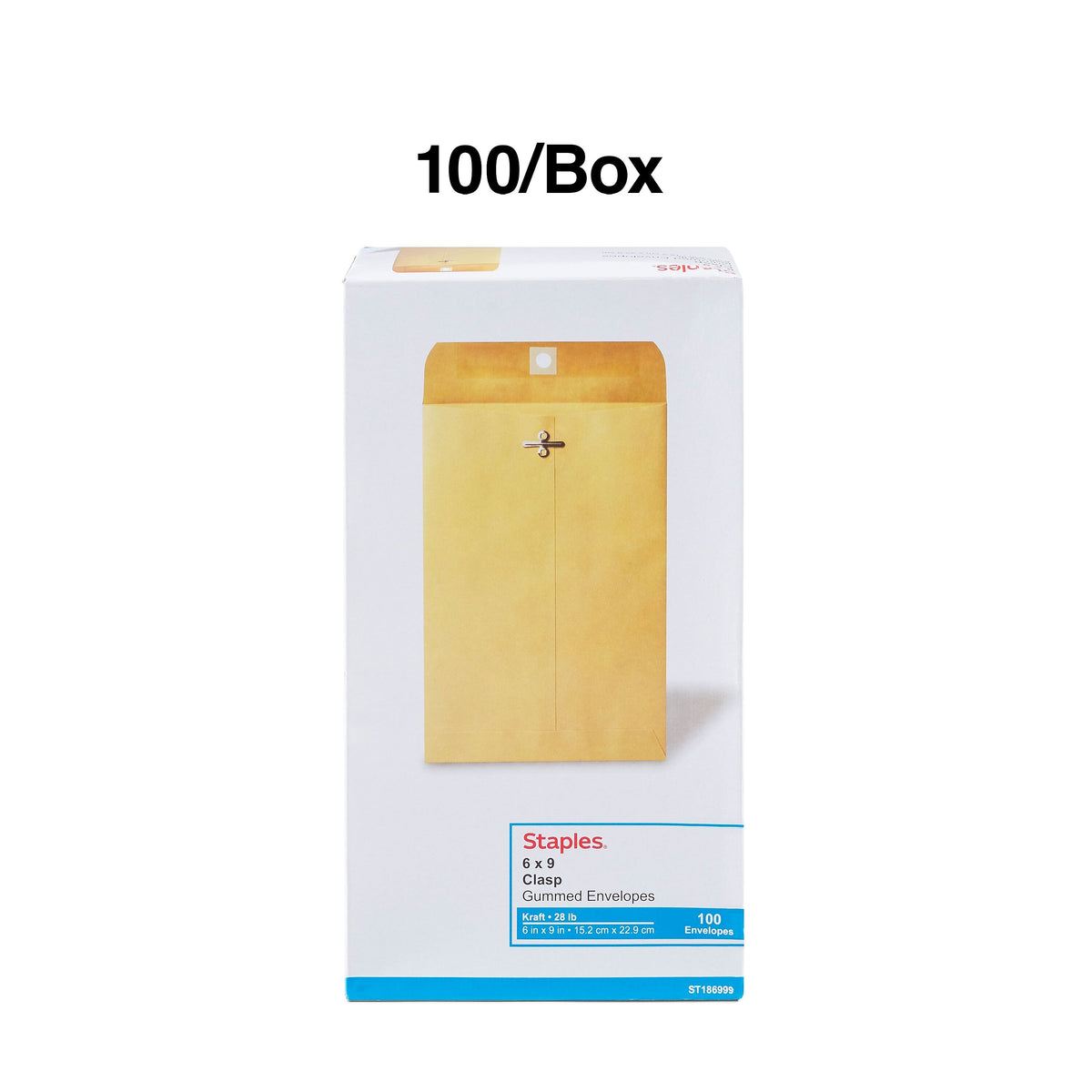 Staples Kraft Clasp & Moistenable Glue Catalog Envelopes, 6" x 9", Brown, 100/Box