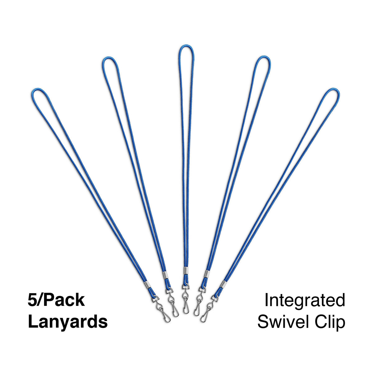 Staples Lanyards with Swivel Clip, 36" Length, Nylon, Blue, 5/Pack