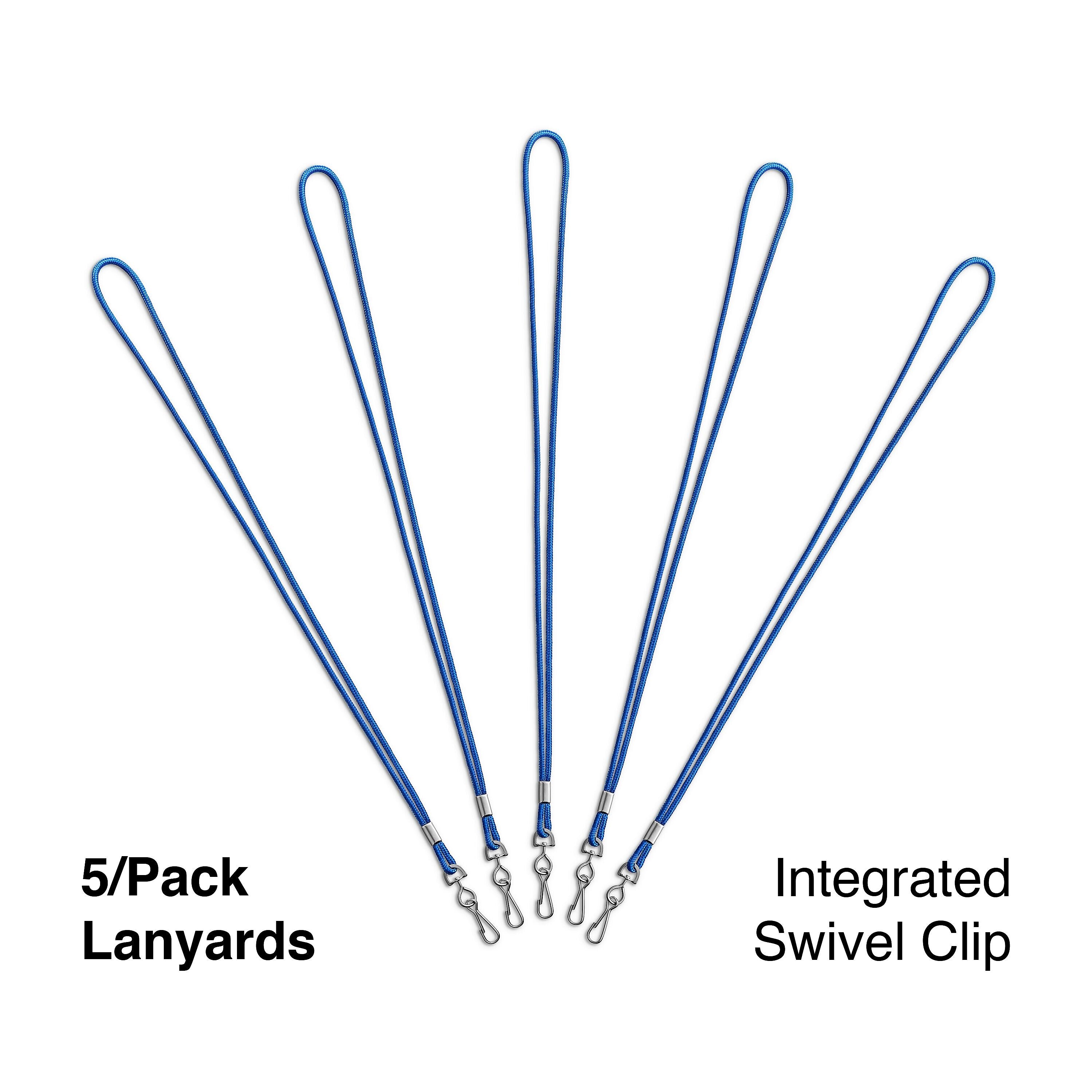 Staples Lanyards with Swivel Clip, 36" Length, Nylon, Blue, 5/Pack