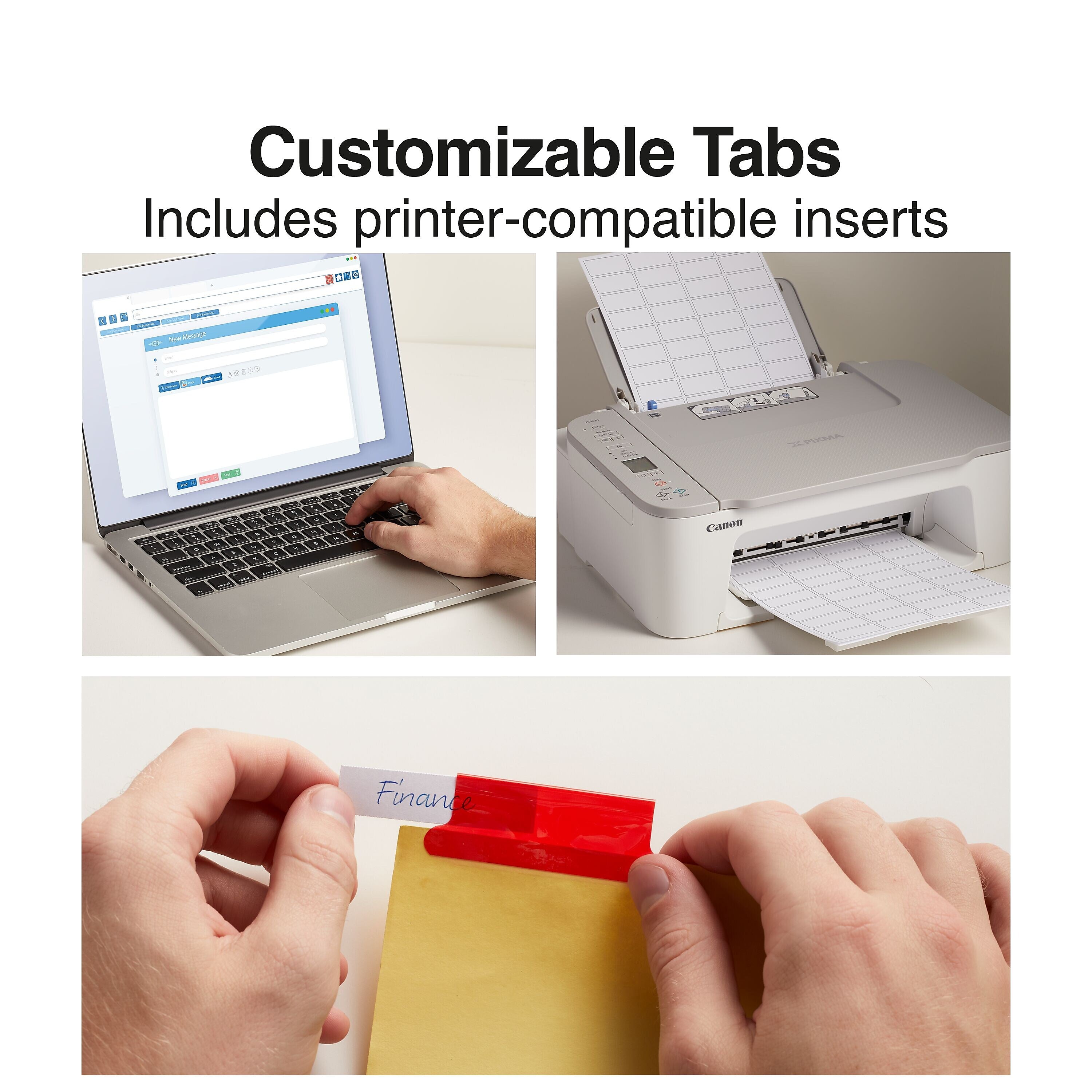 Staples Large Tab Insertable Dividers, 5-Tab, Assorted Colors, 4/Pack