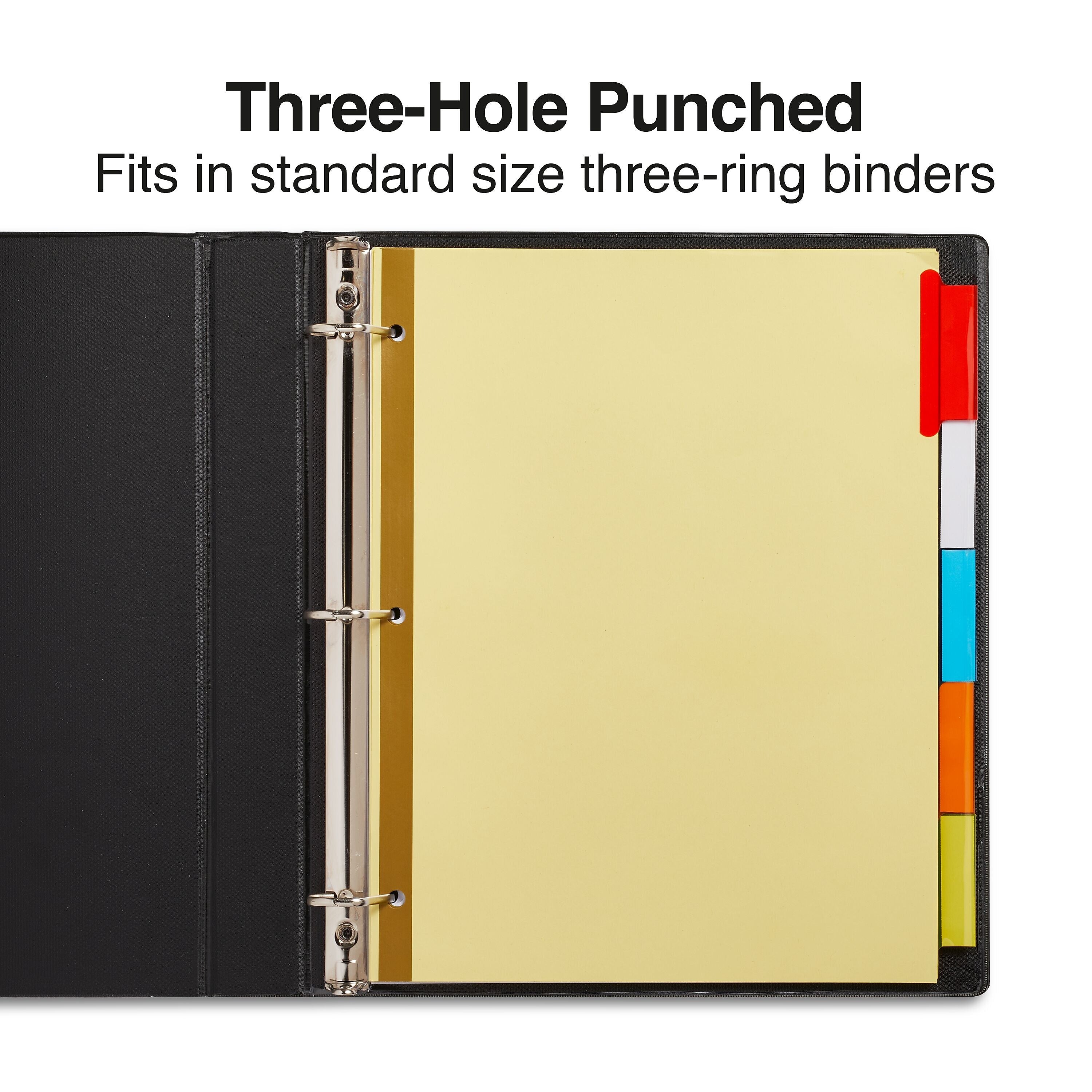 Staples Large Tab Insertable Dividers, 5-Tab, Assorted Colors, 4/Pack