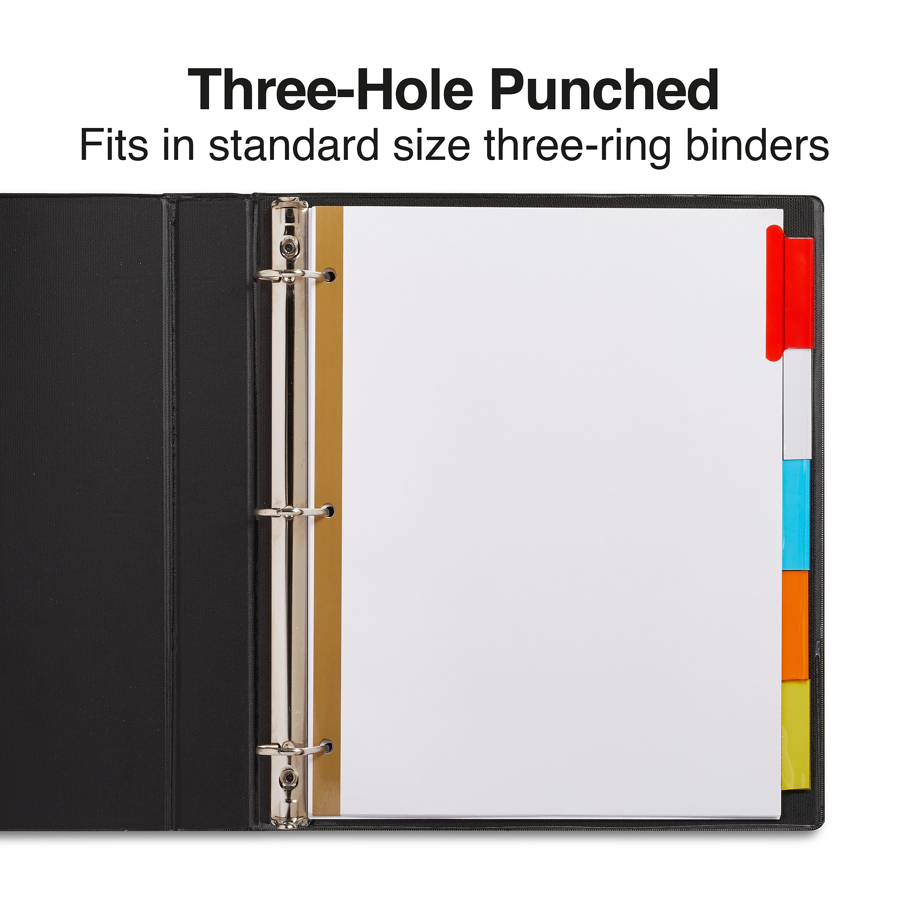 Staples Large Tab Insertable Dividers, 5-Tab, Assorted Colors