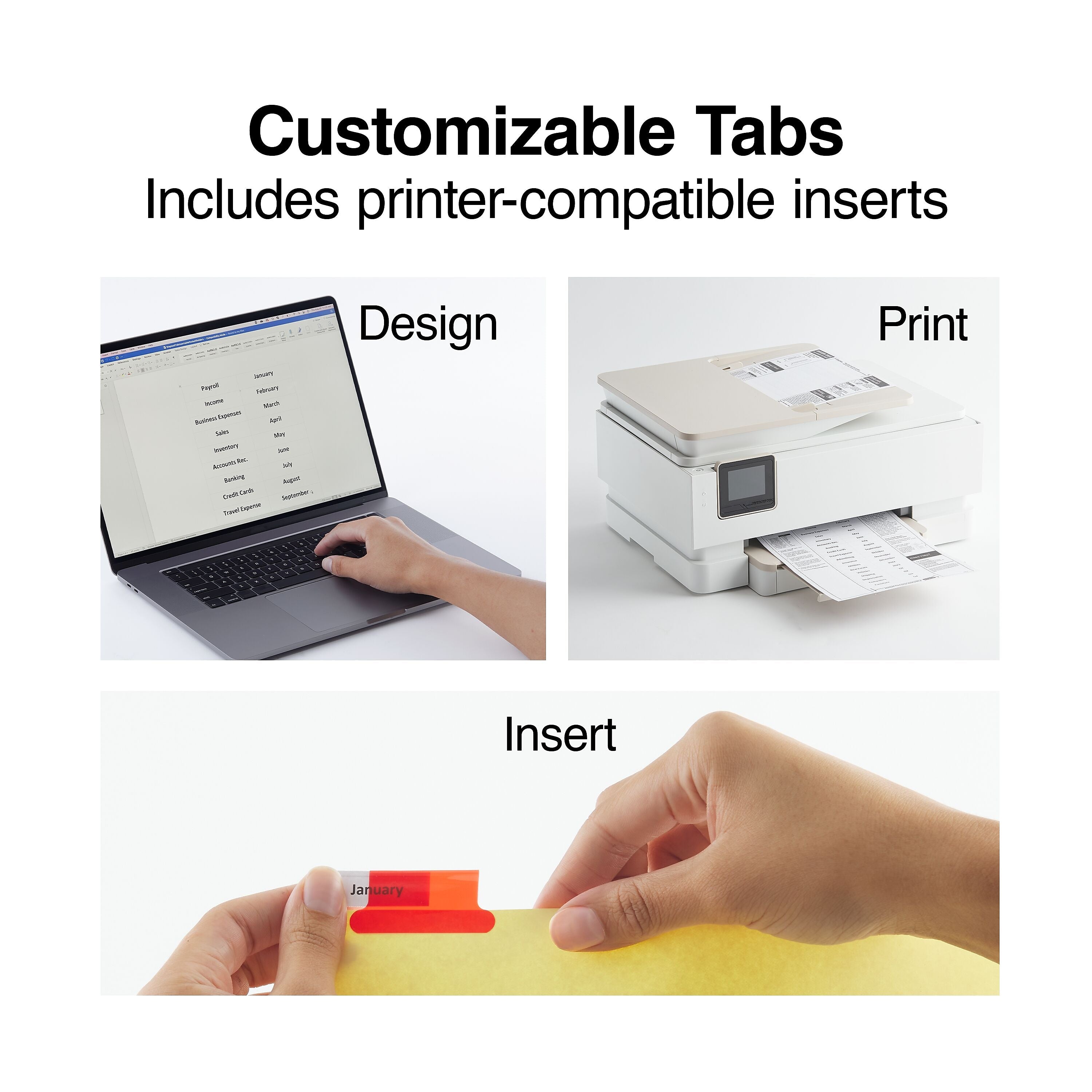 Staples Large Tab Insertable Dividers, 8-Tab, Assorted Colors