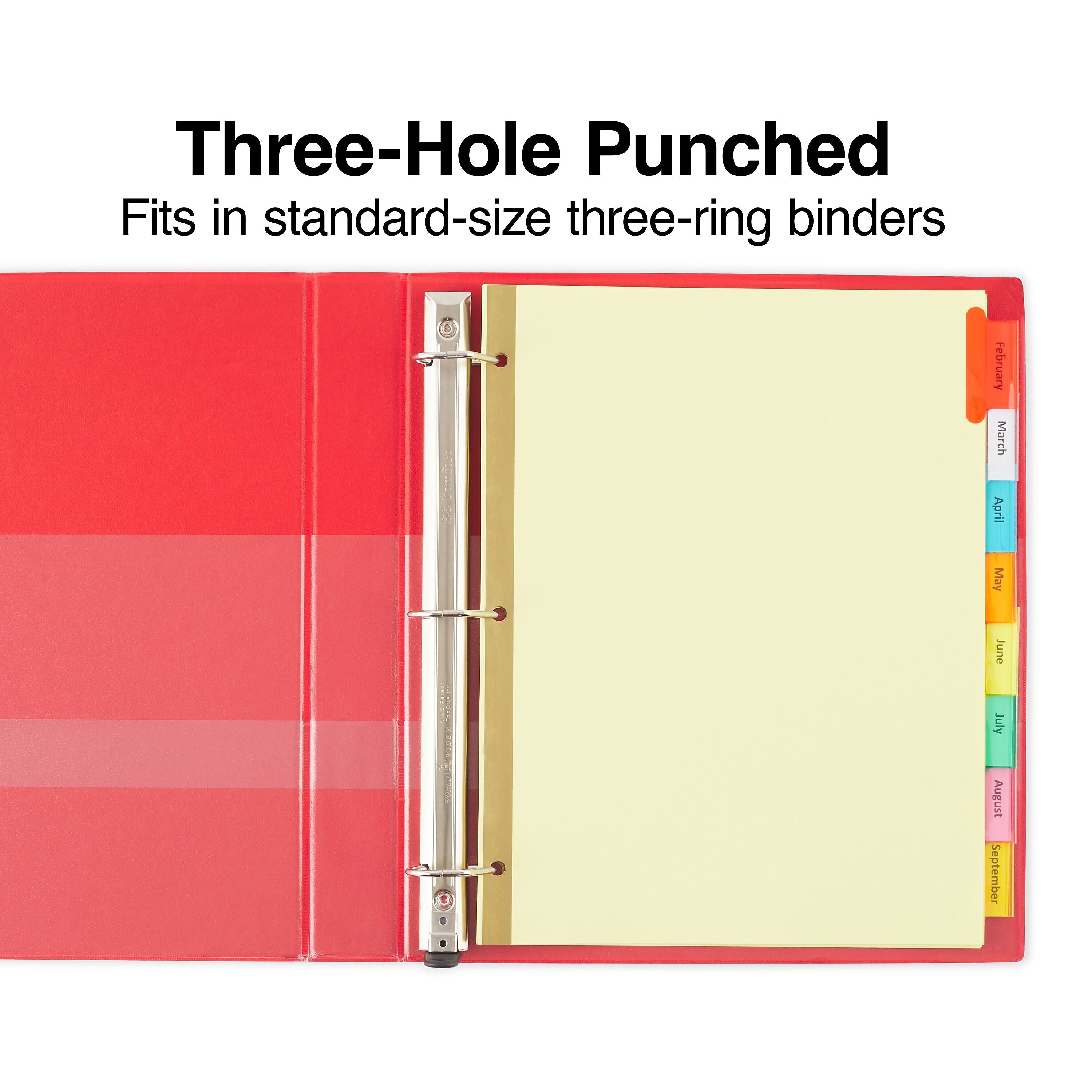 Staples Large Tab Insertable Dividers, 8-Tab, Assorted Colors