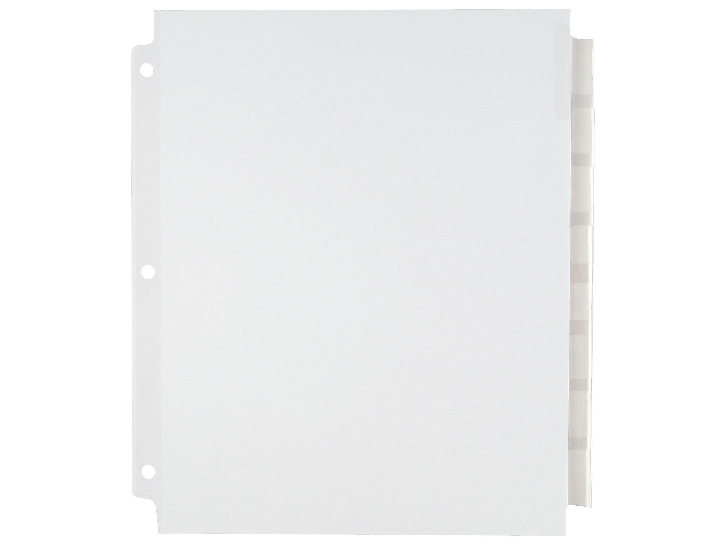 Staples Large Tabs Extra Wide Insertable Paper Dividers, 8-Tab, White