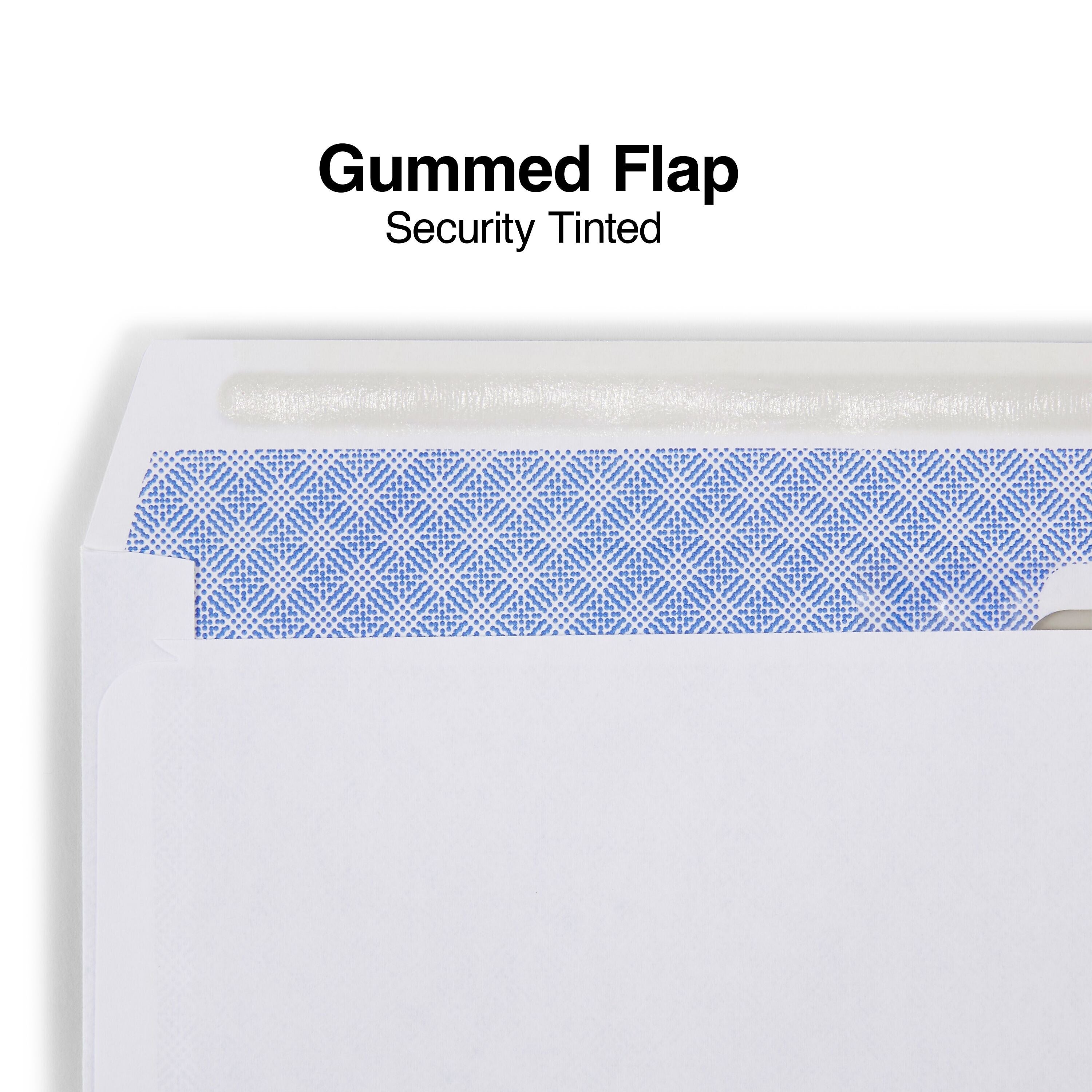 Staples Laser Check Size Gummed Security Tinted Business Envelopes, 3 5/8