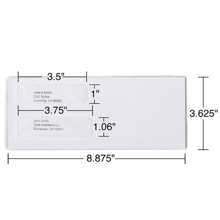 Staples Laser Check Size Gummed Security Tinted Business Envelopes, 3 5/8" x 8 7/8", Wove White, 1000/Box