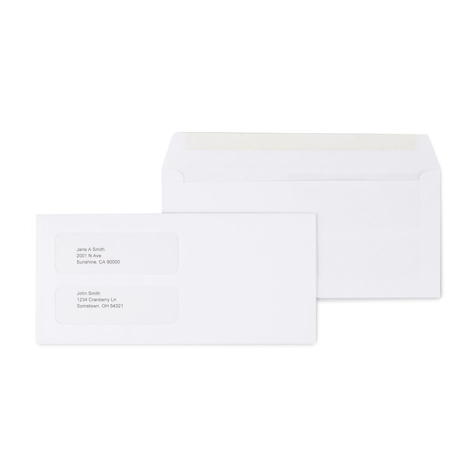 Staples Laser Forms Gummed Double-Window Business Envelopes, 4 1/5" x 9", Wove White, 500/Box