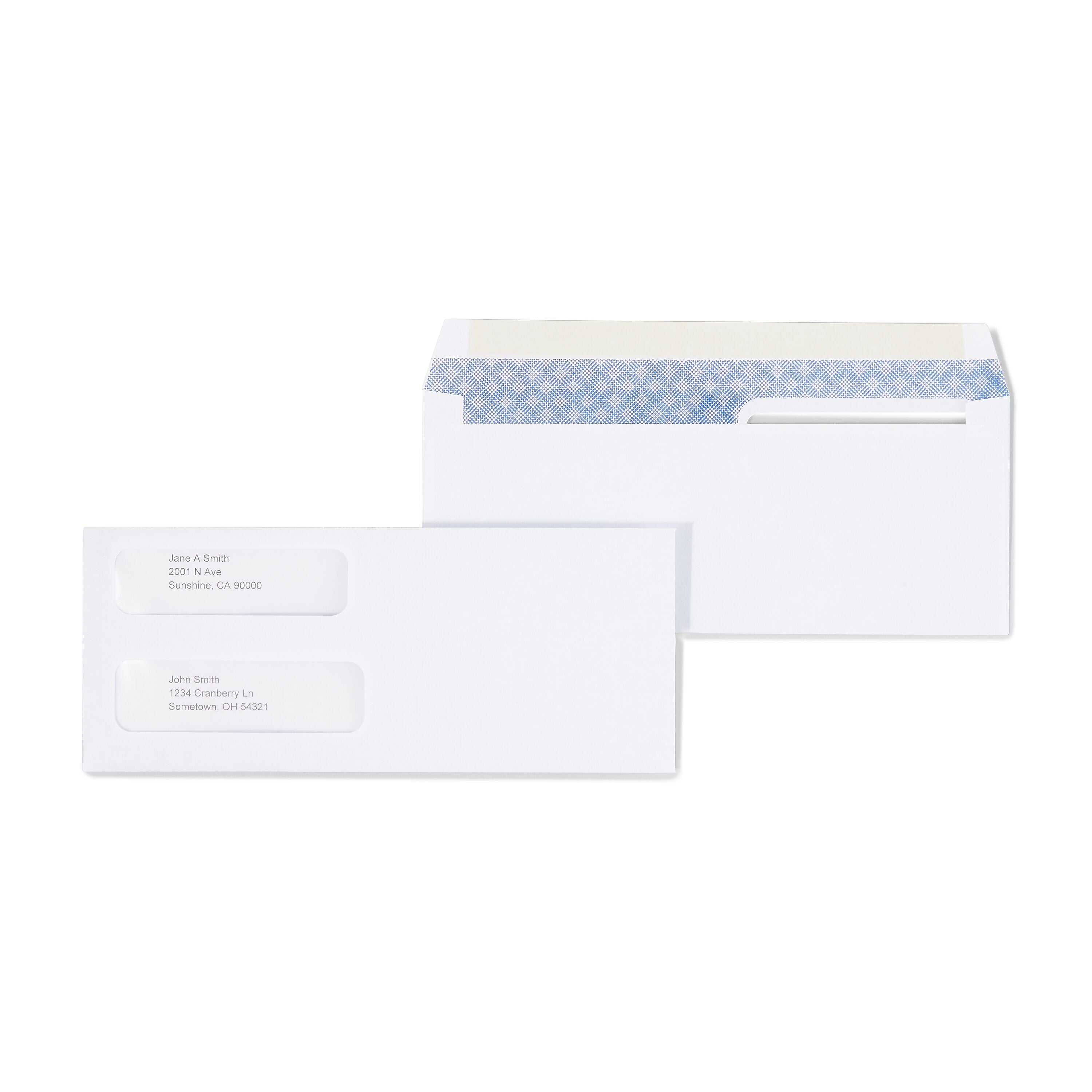 Staples® Laser Security Tinted #9 Double Window Envelope 3 5/8" x 8 7/8", Wove White, 500/Box