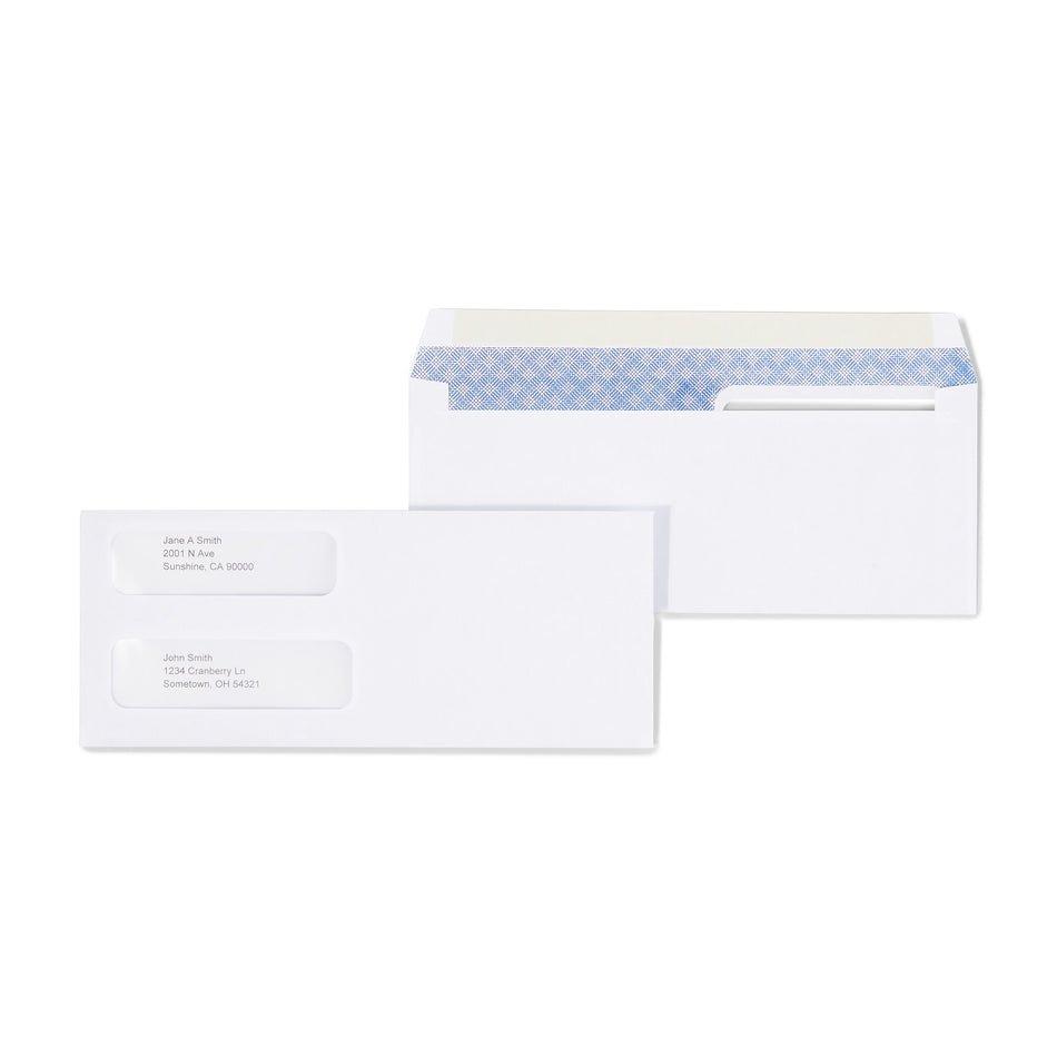 Staples® Laser Security Tinted #9 Double Window Envelope 3 5/8" x 8 7/8", Wove White, 500/Box