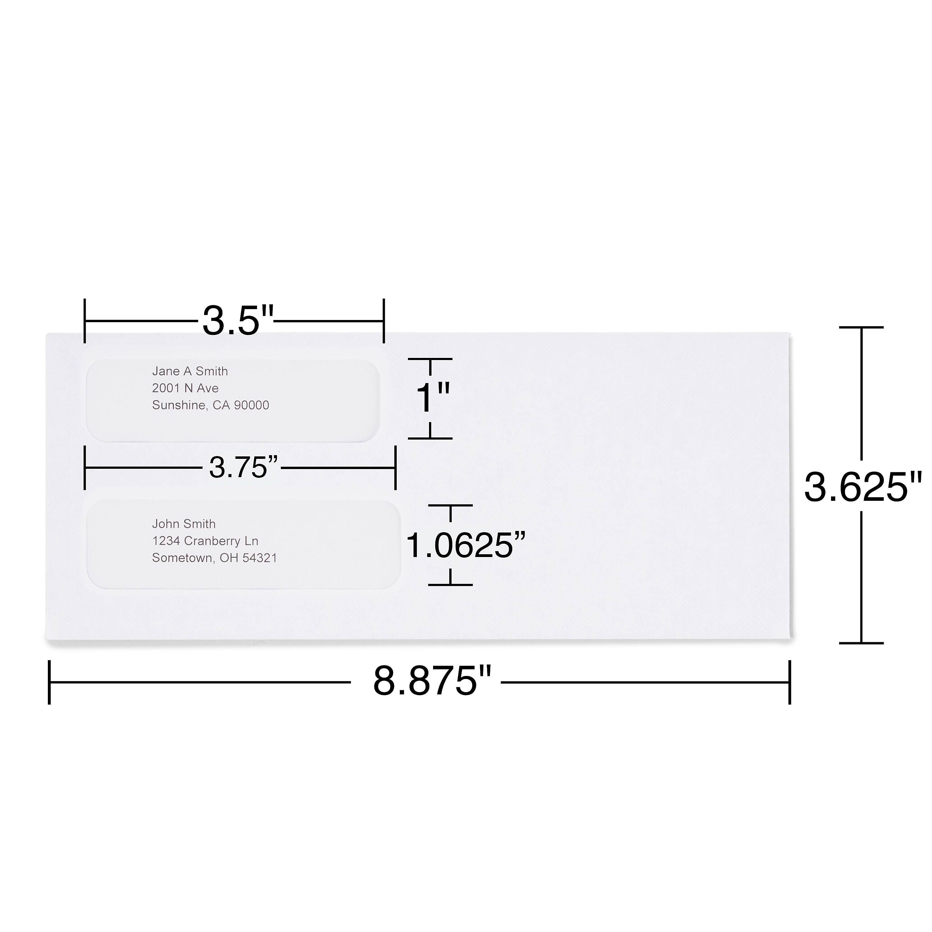 Staples® Laser Security Tinted #9 Double Window Envelope 3 5/8