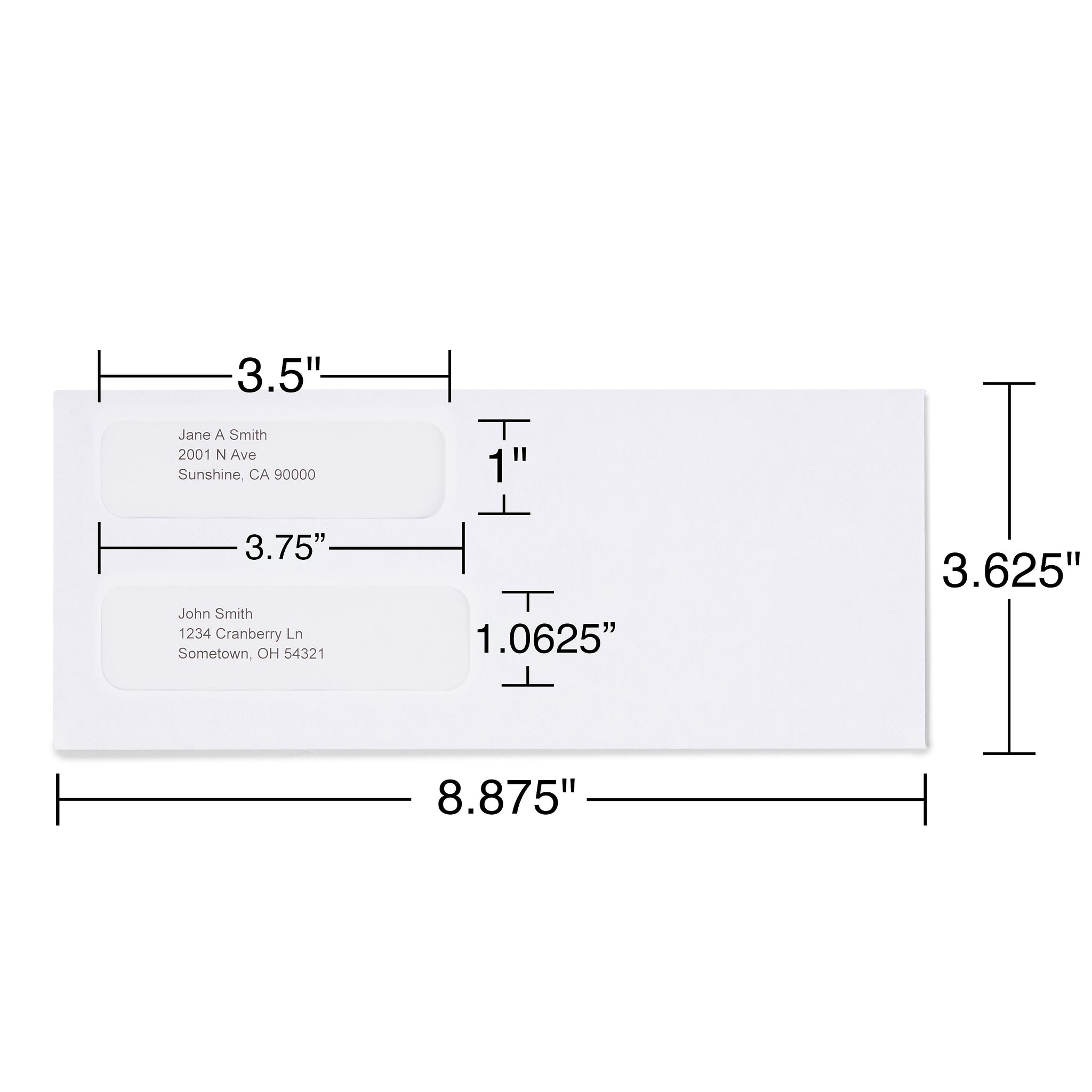 Staples® Laser Security Tinted #9 Double Window Envelope 3 5/8