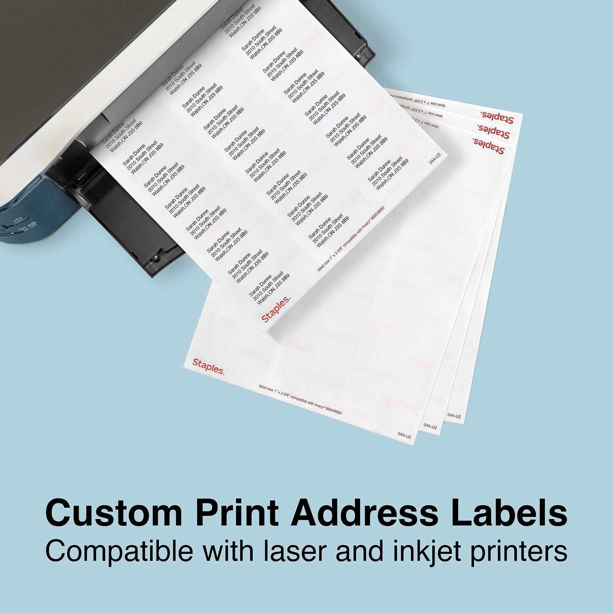 Staples Laser/Inkjet Address Labels, 1 X 2 5/8", Clear, 30 Labels/Sheet, 50 Sheets/Pack, 1500/Box