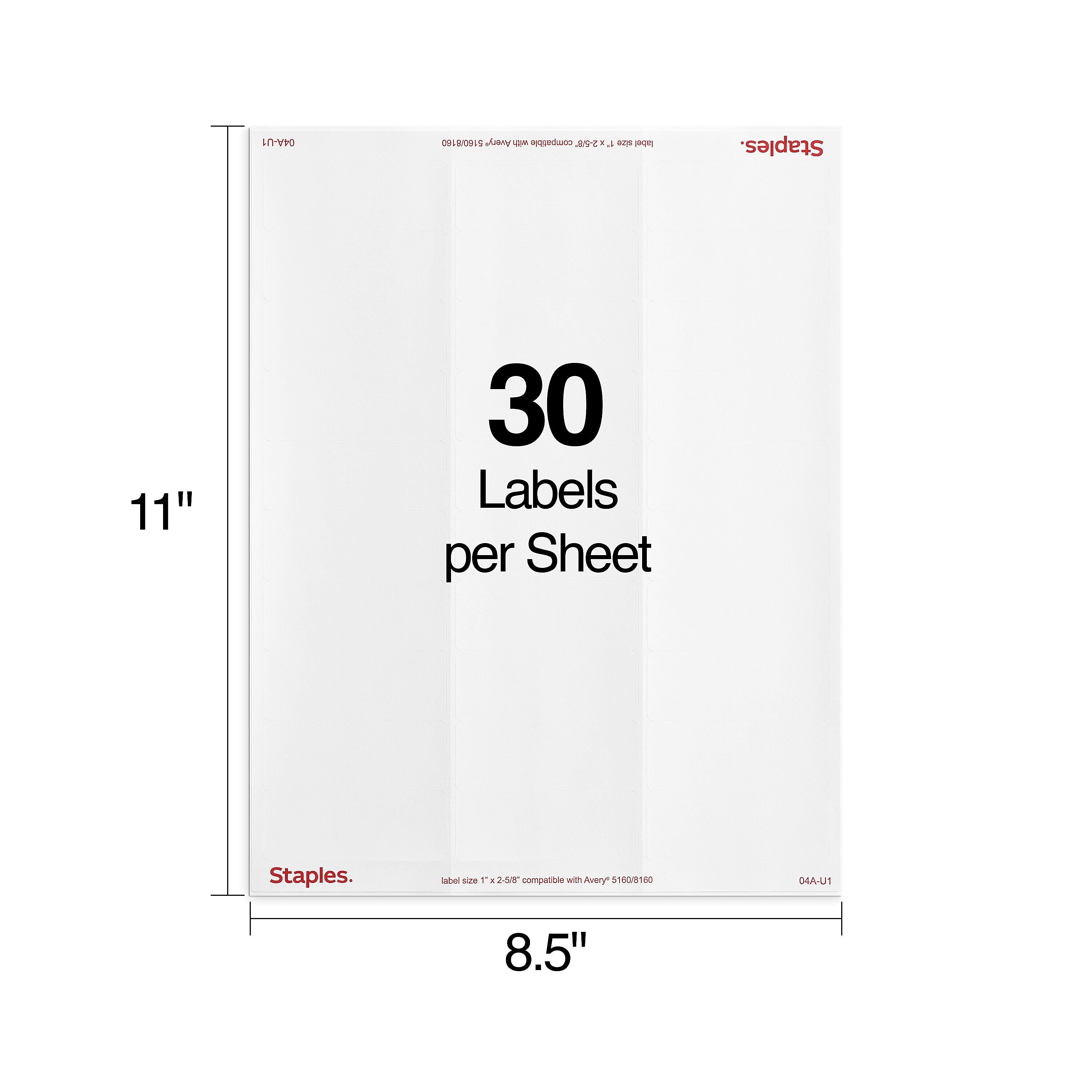 Staples Laser/Inkjet Address Labels, 1