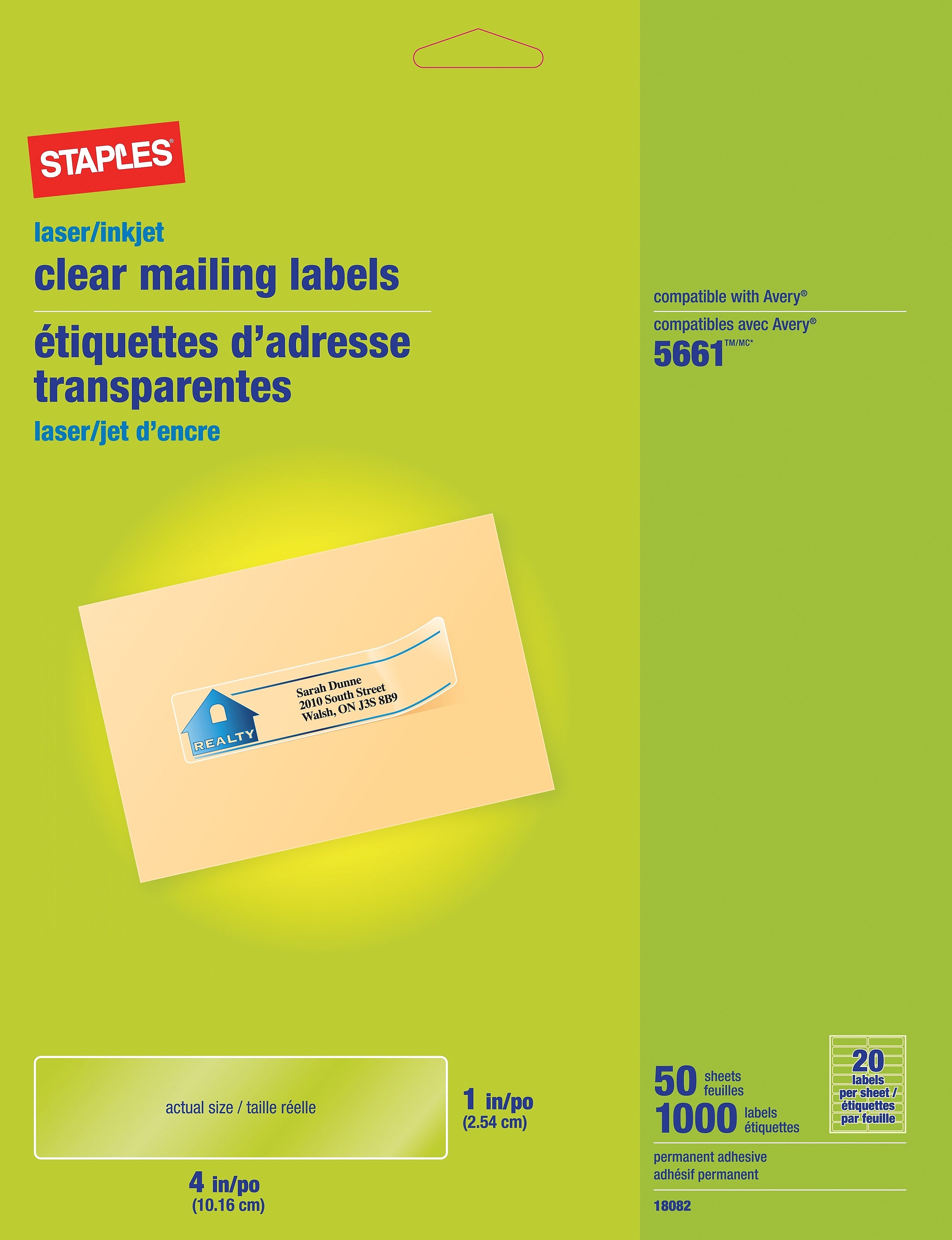 Staples Laser/Inkjet Address Labels, 1