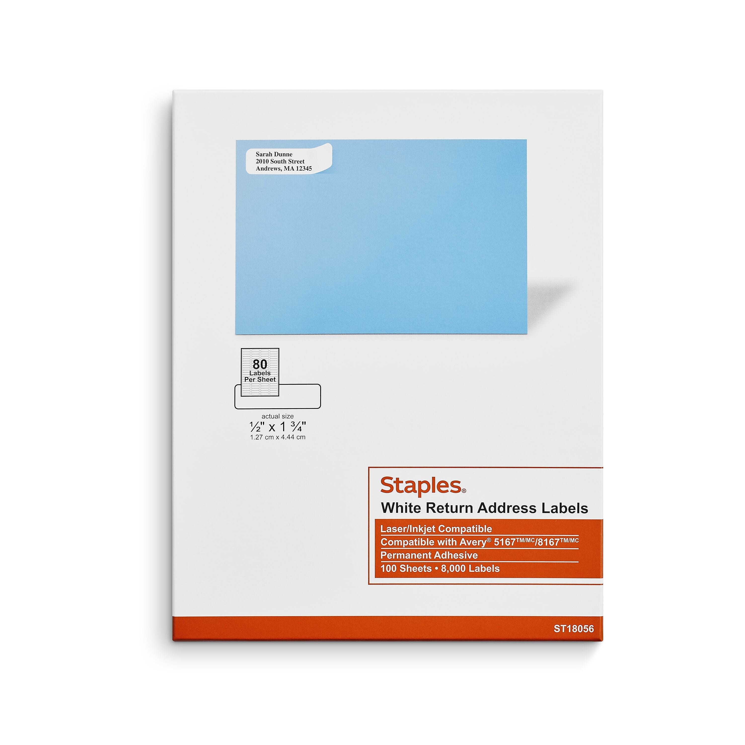 Staples Laser/Inkjet Address Labels, 1/2