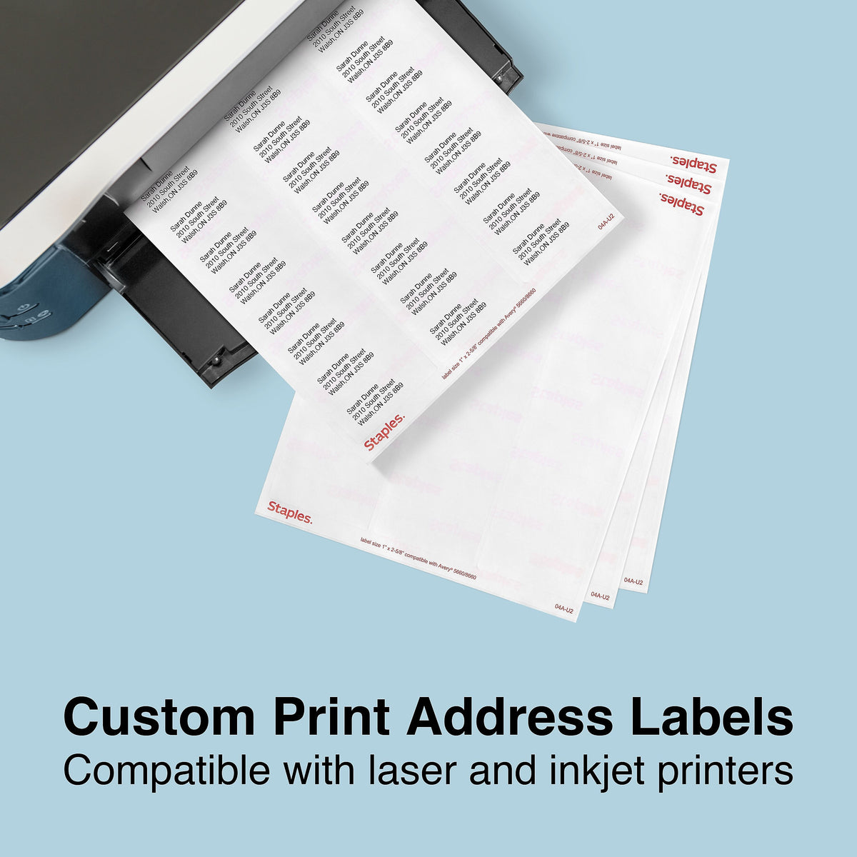 Staples Laser/Inkjet Address Labels Address Labels, 1 X 2 5/8", Clear, 30 Labels/Sheet, 25 Sheets/Pack, 750 Labels/Box