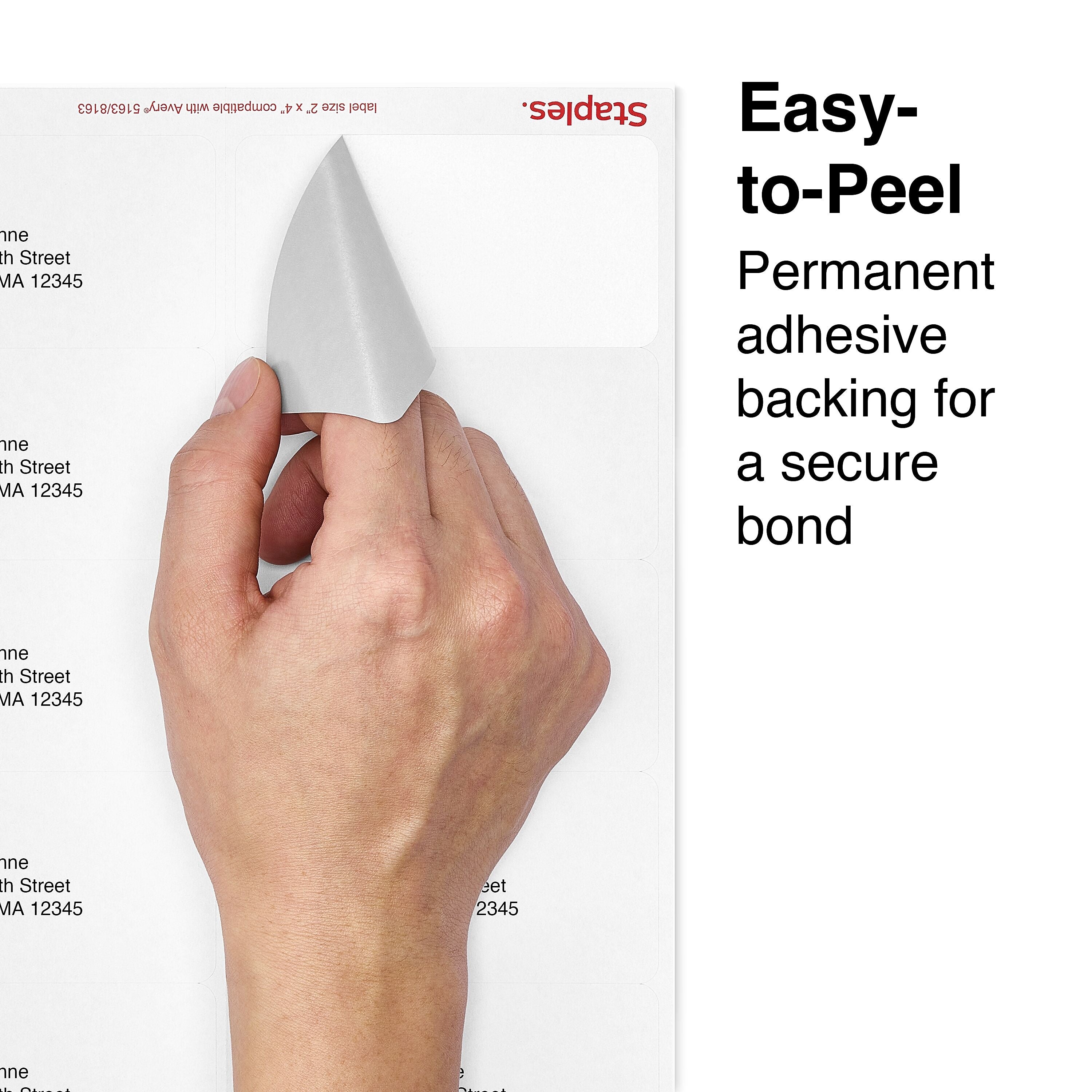 Staples Laser/Inkjet Shipping Labels, 2" x 4", White, 10 Labels/Sheet, 250 Sheets/Pack, 2500 Labels/Box