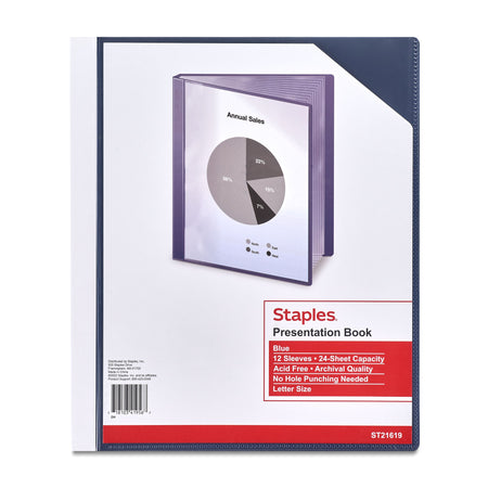 Staples Letter Clear Cover Presentation Book, Blue