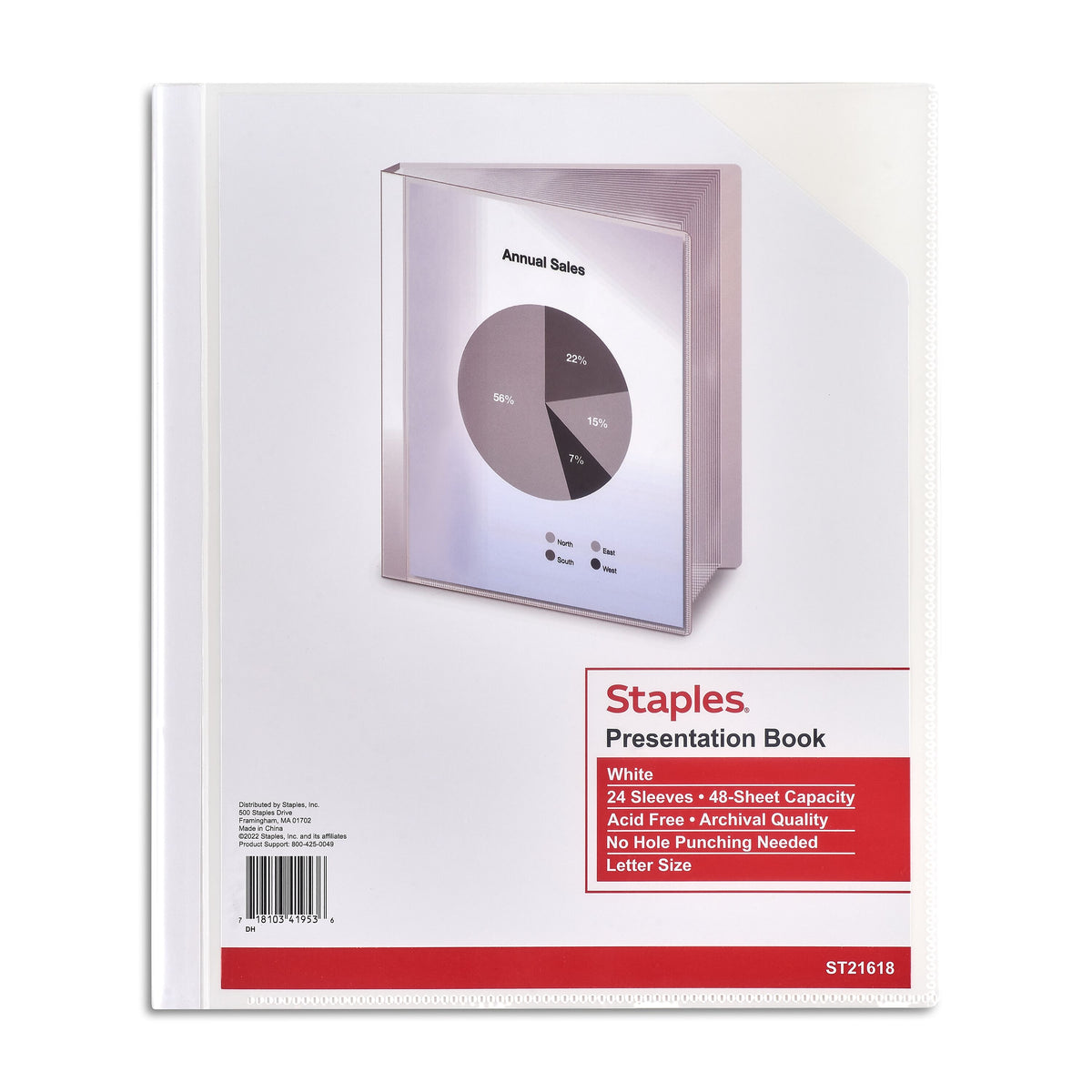 Staples Letter Clear Cover Presentation Book, White