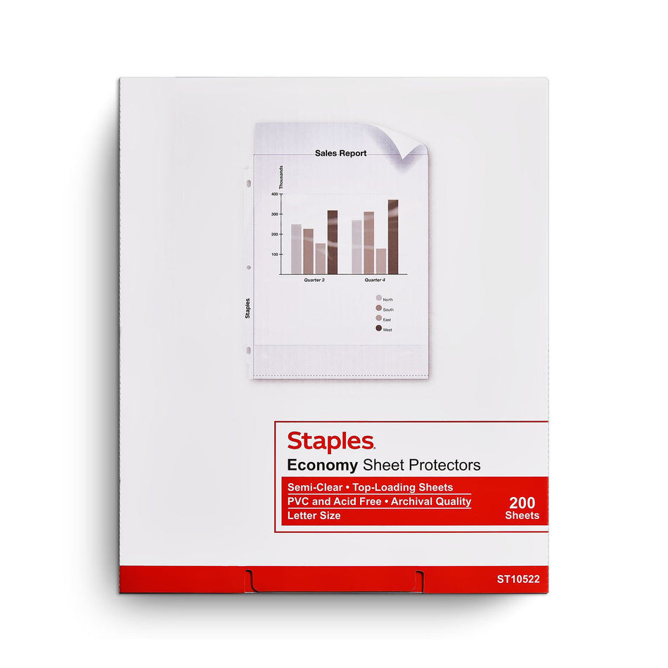 Staples Lightweight Sheet Protector, 8.5" x 11", Clear, 200/Box